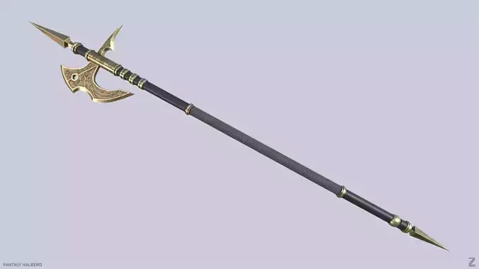 Fantasy halberd Low-poly 3D model Fantasy halberd Low-poly 3D model