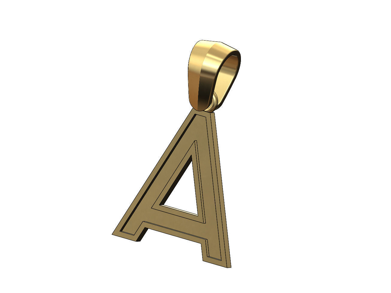 A letter initial enamel stepped pendant charm bail 3D print model_2