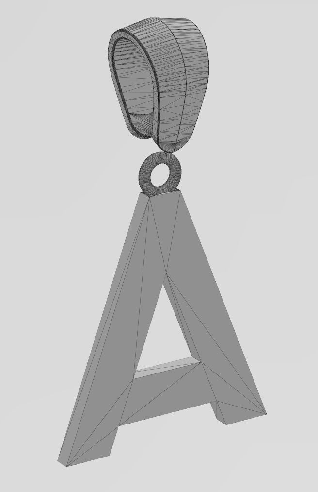 A letter initial enamel stepped pendant charm bail 3D print model_16