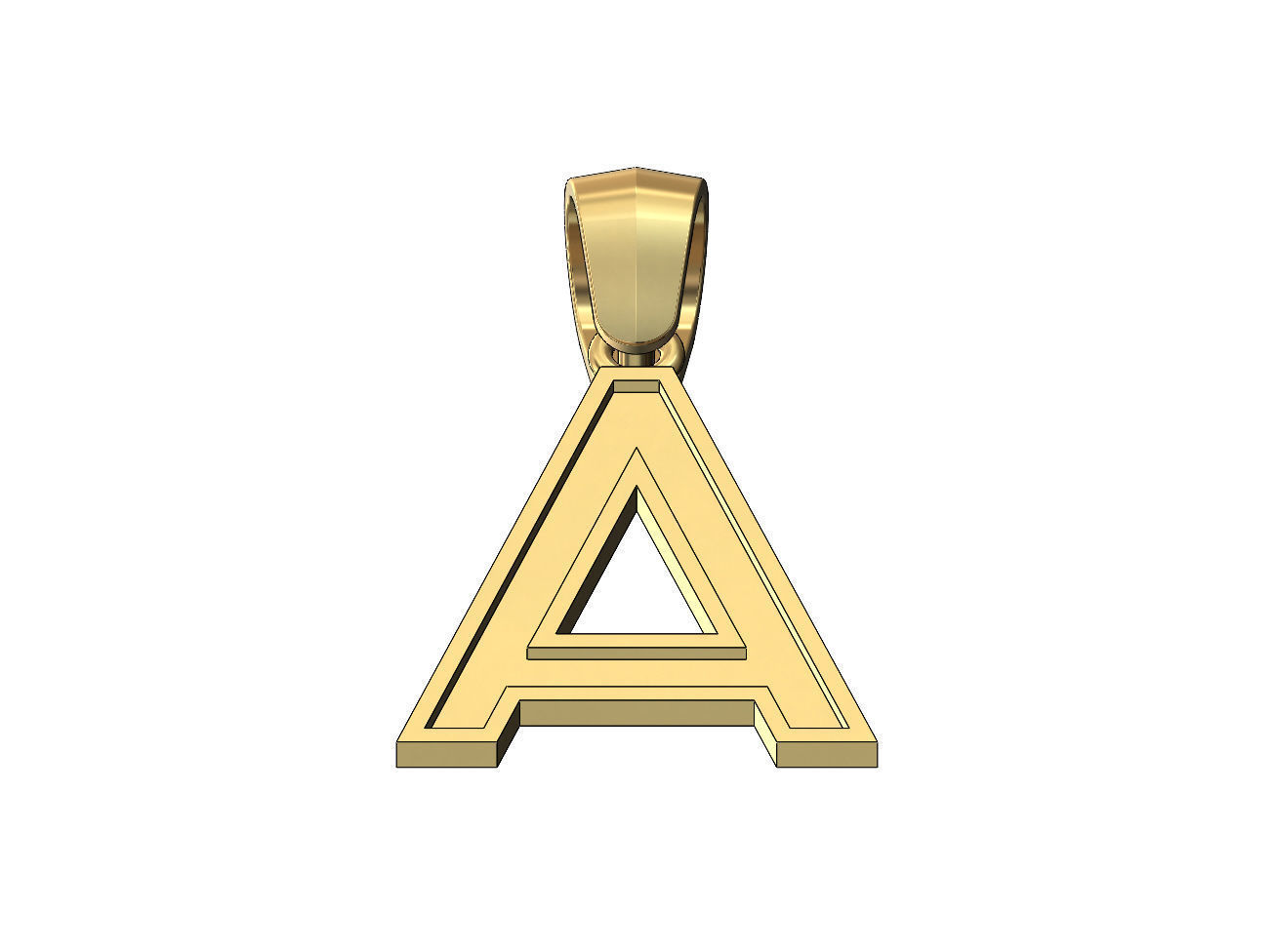 A letter initial enamel stepped pendant charm bail 3D print model_5