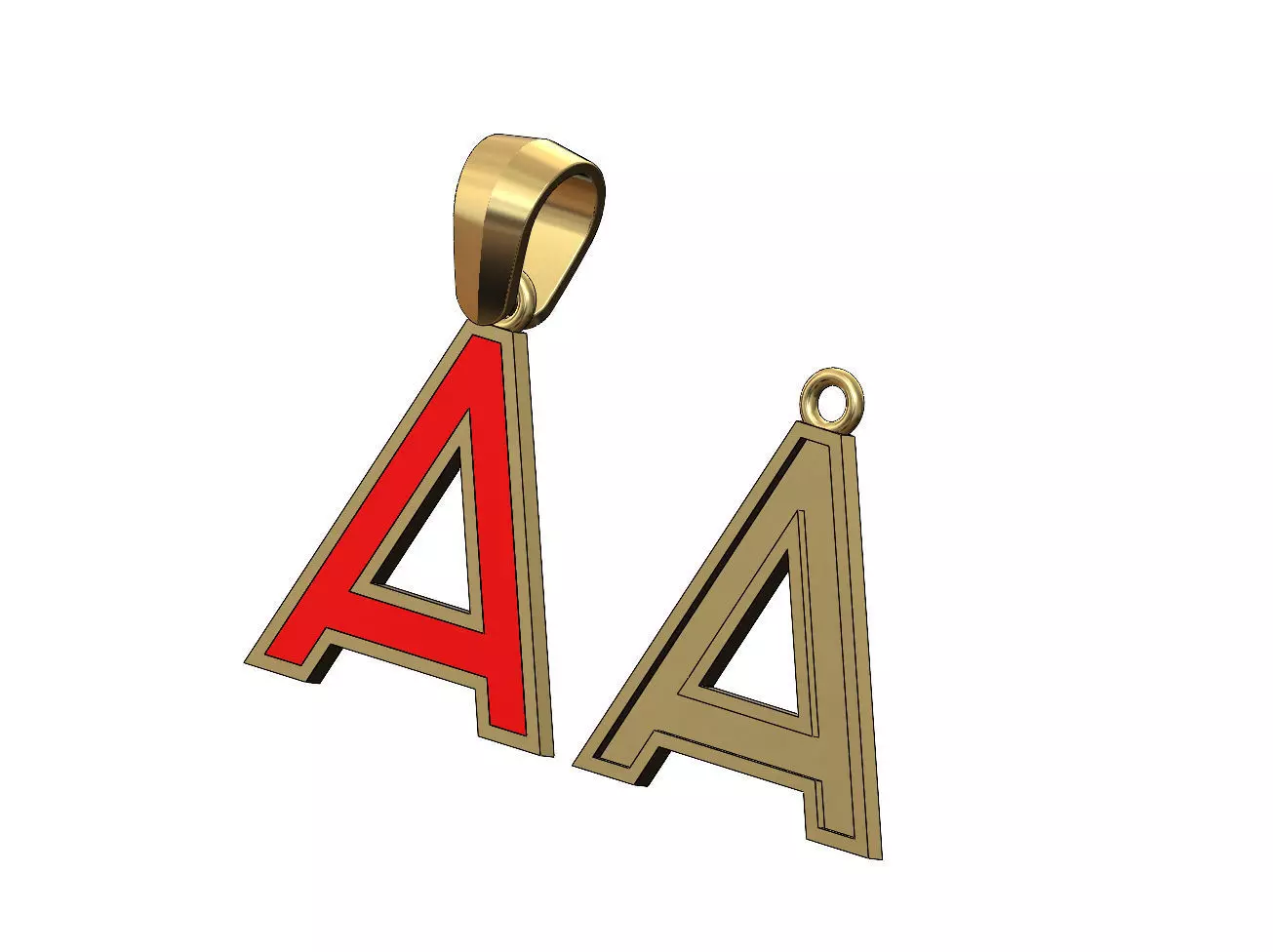 A letter initial enamel stepped pendant charm bail 3D print model_0