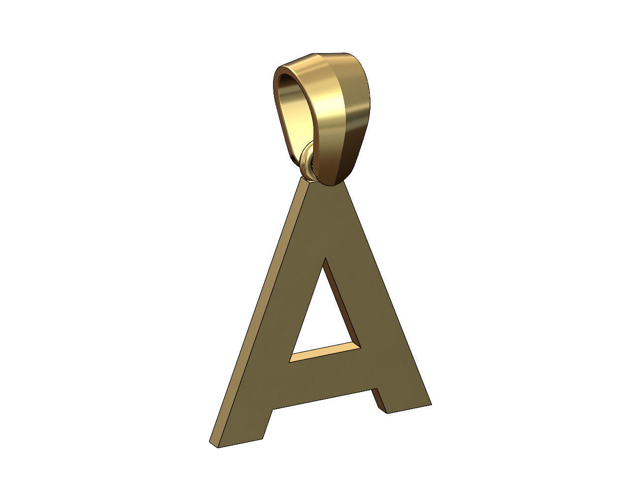 A letter initial enamel stepped pendant charm bail 3D print model_6