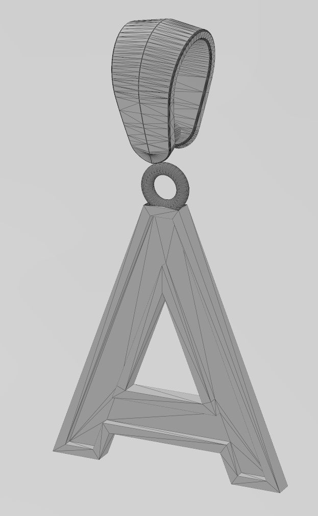 A letter initial enamel stepped pendant charm bail 3D print model_15