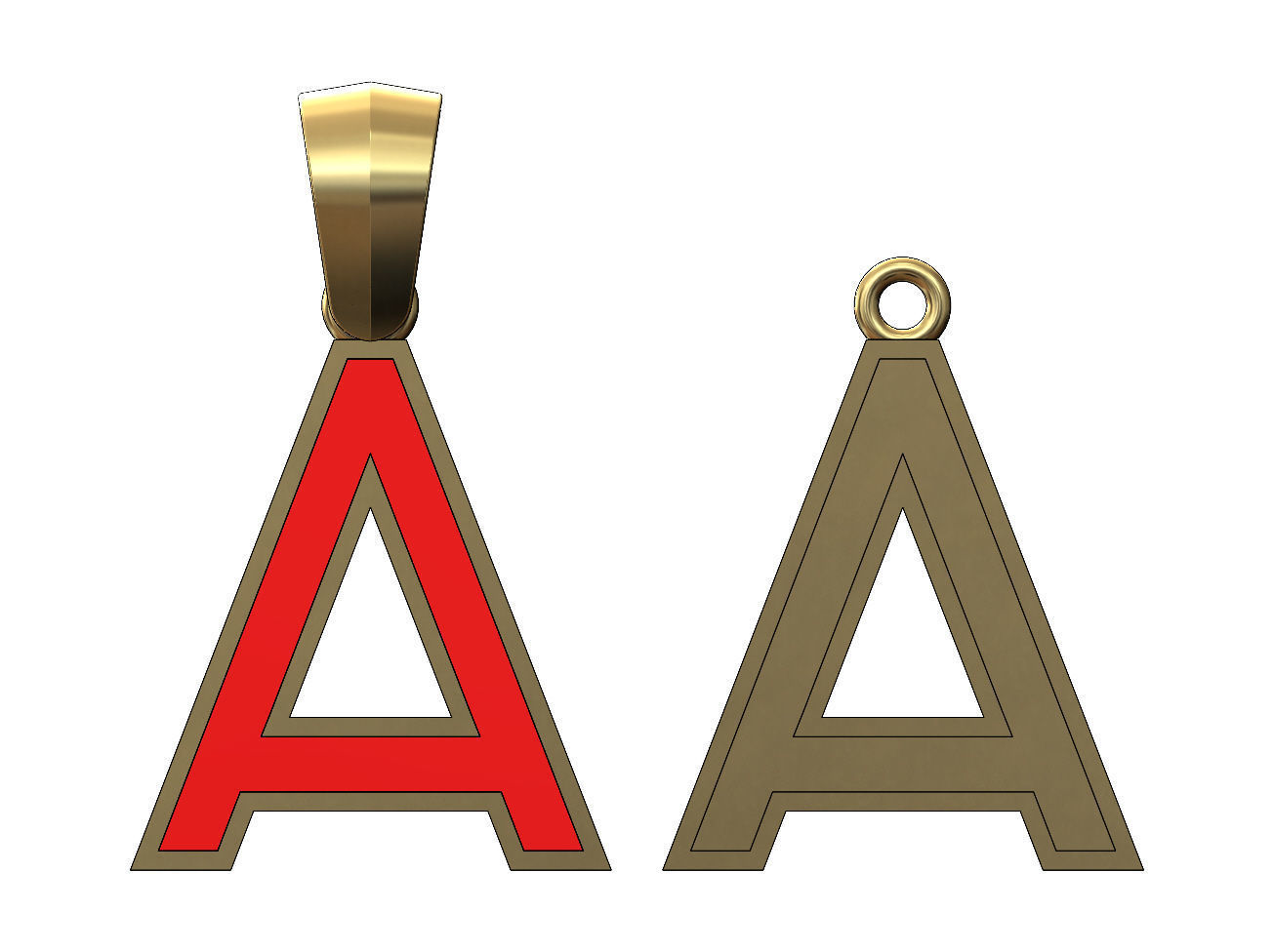 A letter initial enamel stepped pendant charm bail 3D print model_1