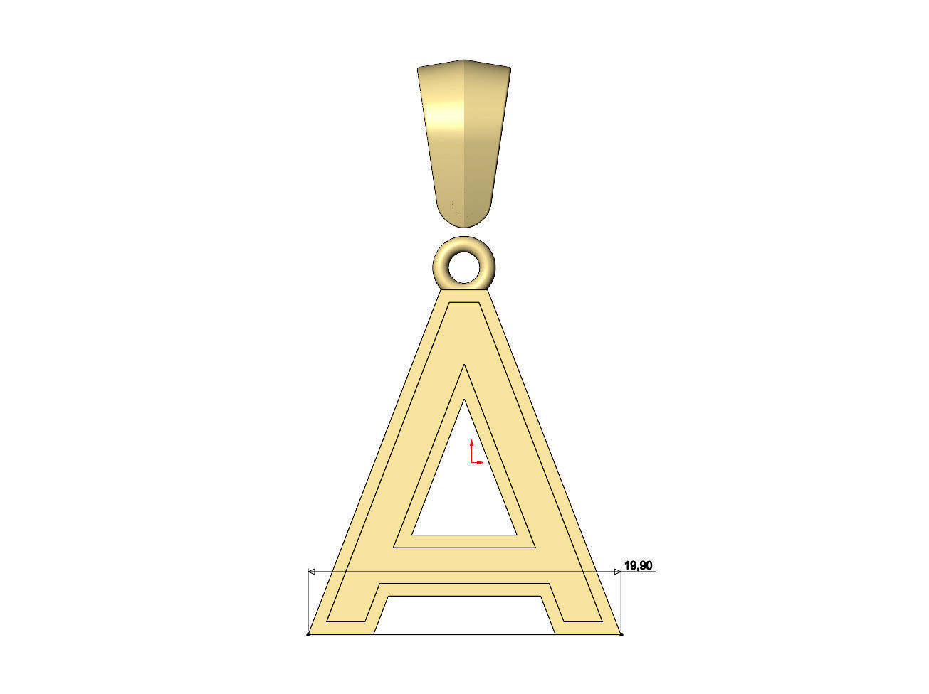 A letter initial enamel stepped pendant charm bail 3D print model_9