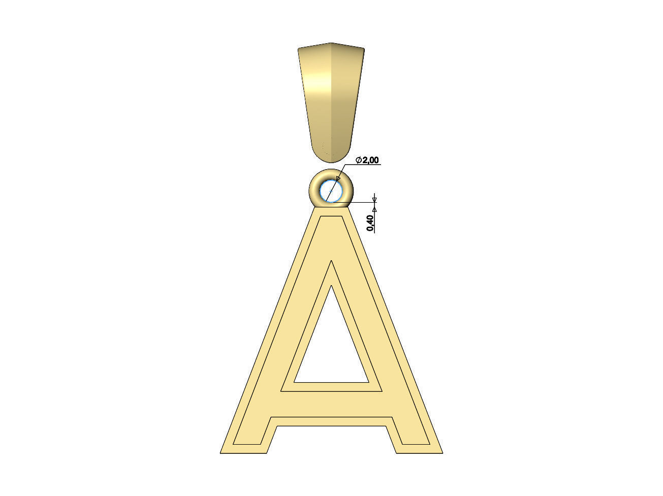 A letter initial enamel stepped pendant charm bail 3D print model_10