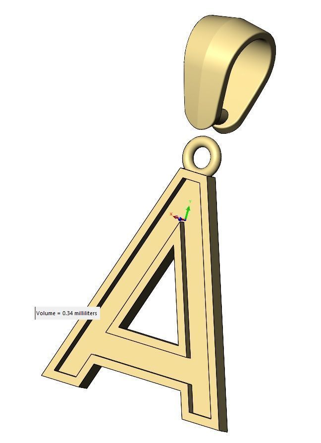 A letter initial enamel stepped pendant charm bail 3D print model_17