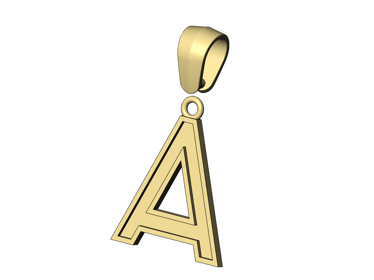 A letter initial enamel stepped pendant charm bail 3D print model_7
