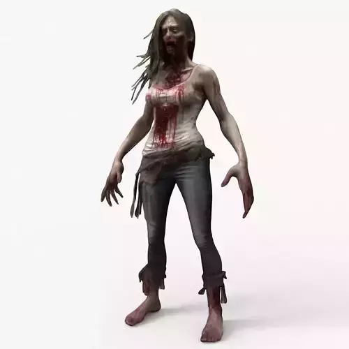 Zombie Woman Low-poly 3D model