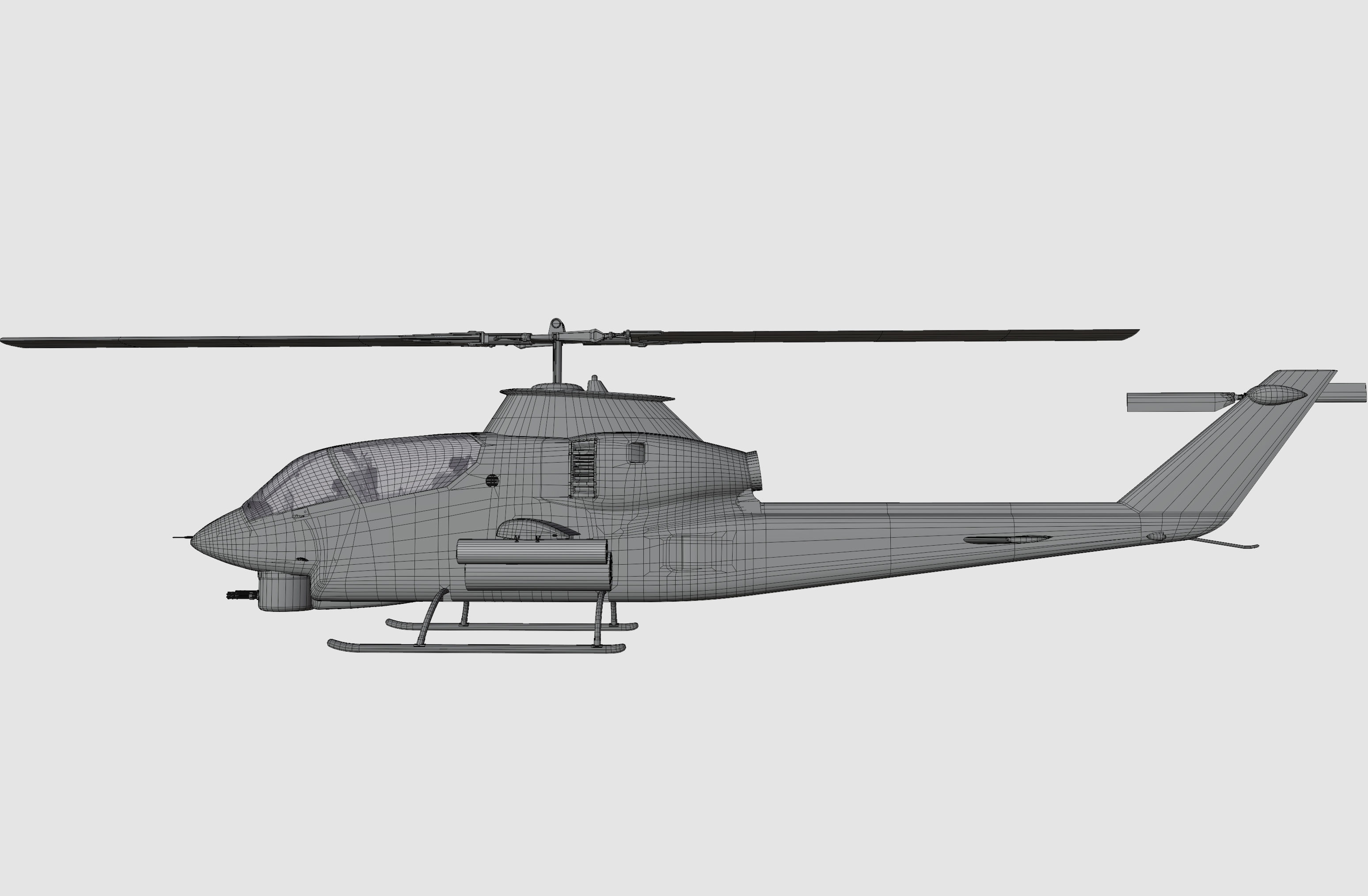 AH1G Helicopter With Cockpit Game model  Low-poly 3D model_30