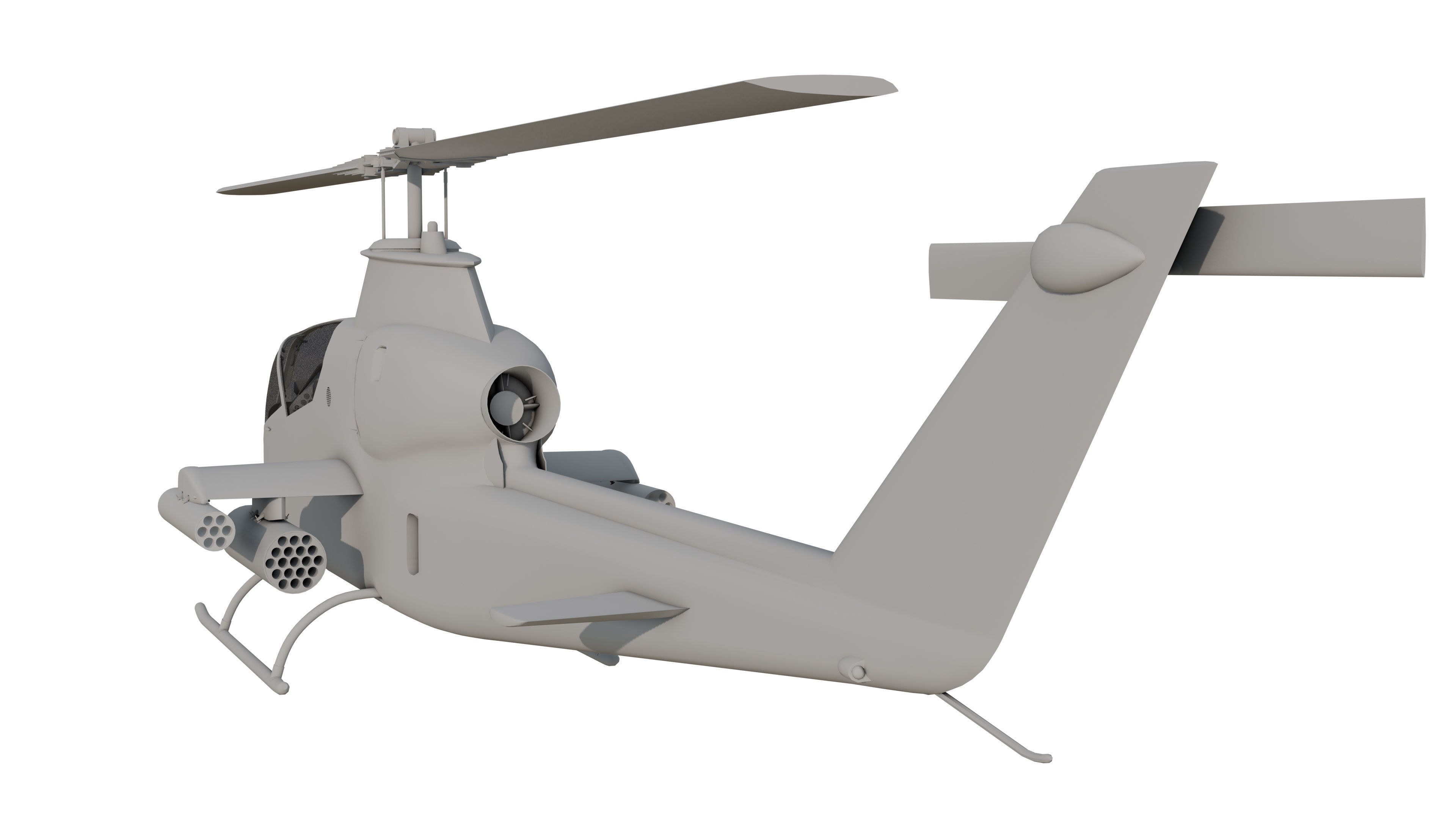 AH1G Helicopter With Cockpit Game model  Low-poly 3D model_5