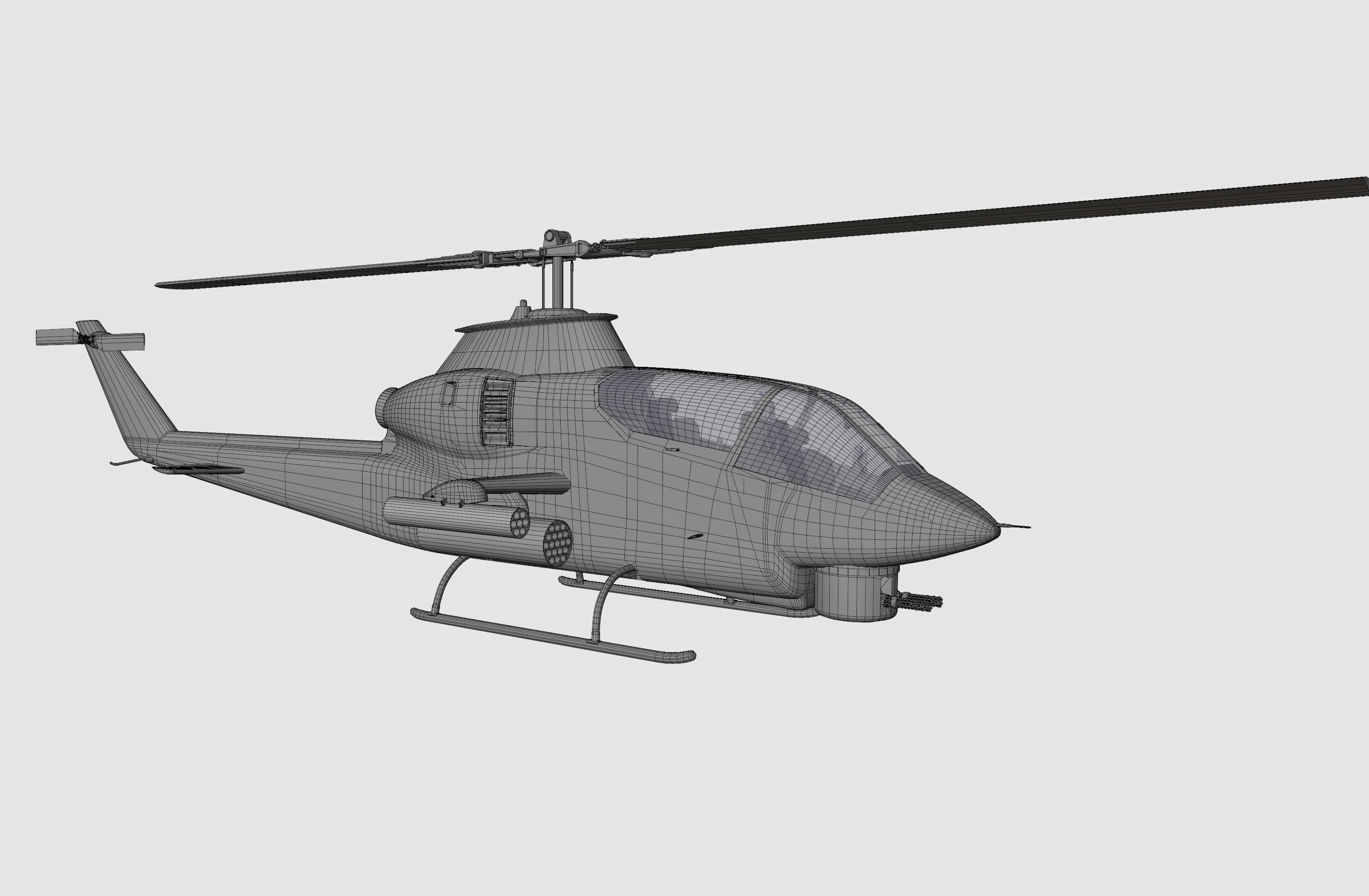 AH1G Helicopter With Cockpit Game model  Low-poly 3D model_37