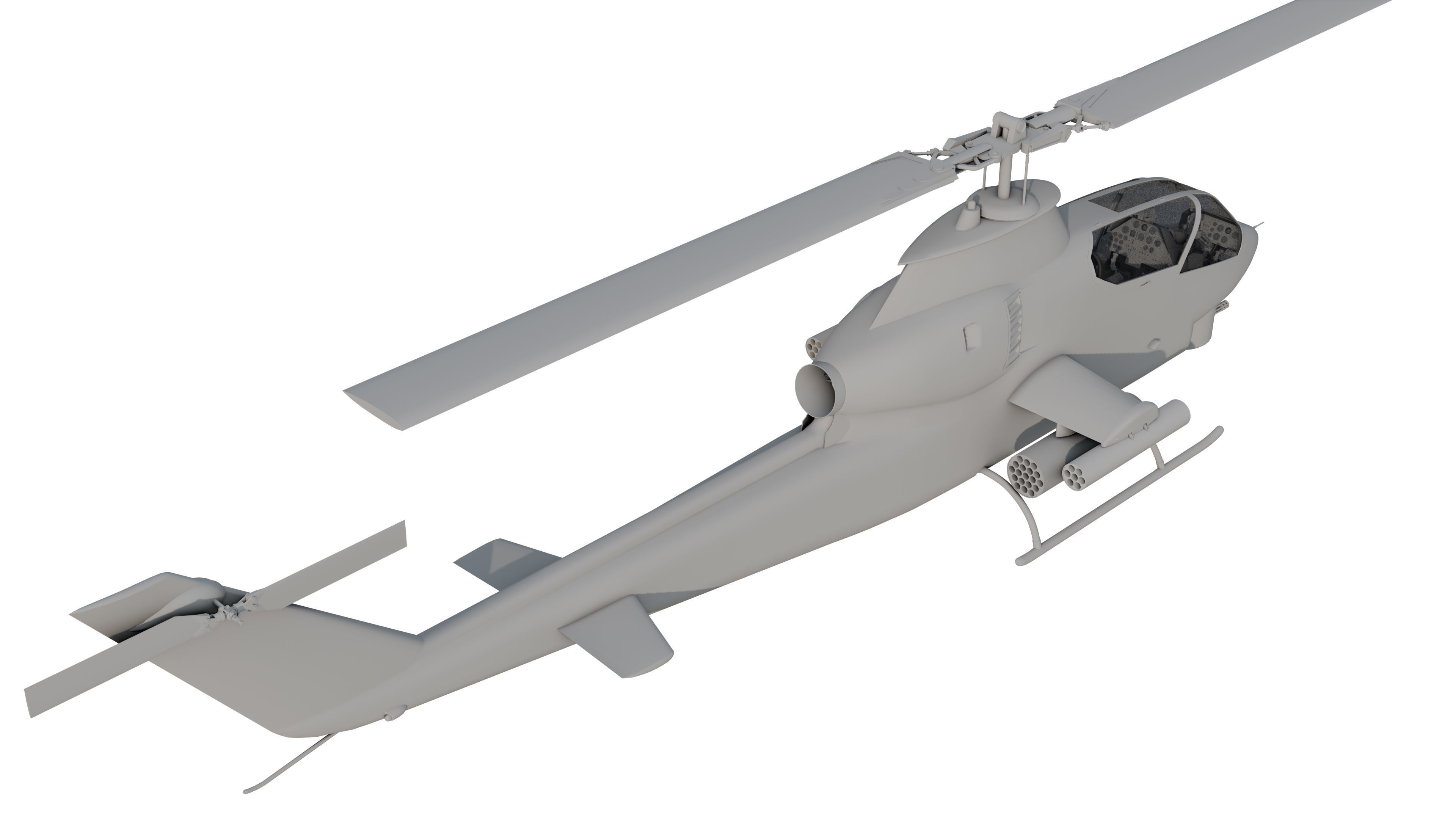 AH1G Helicopter With Cockpit Game model  Low-poly 3D model_14