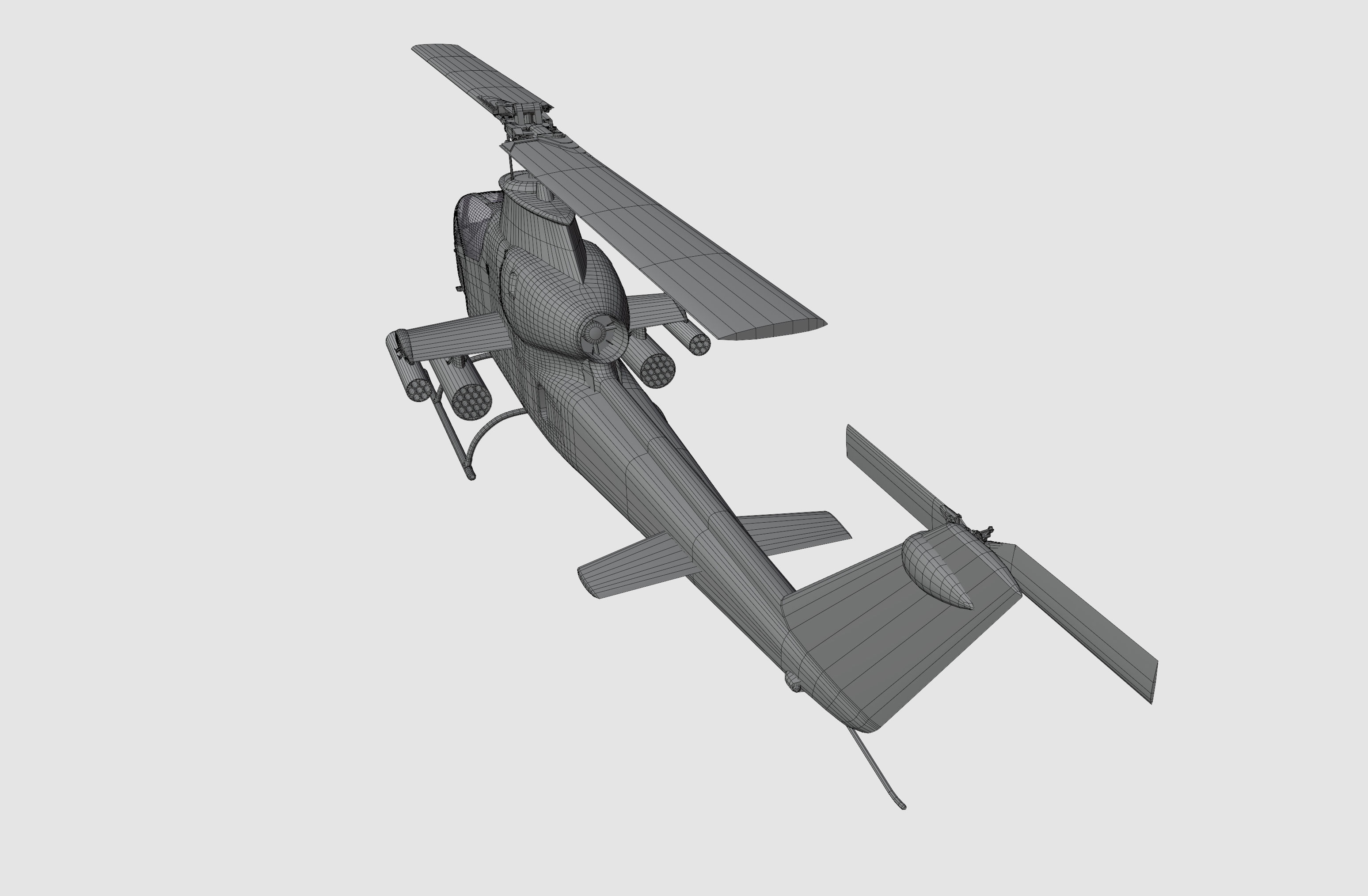 AH1G Helicopter With Cockpit Game model  Low-poly 3D model_32