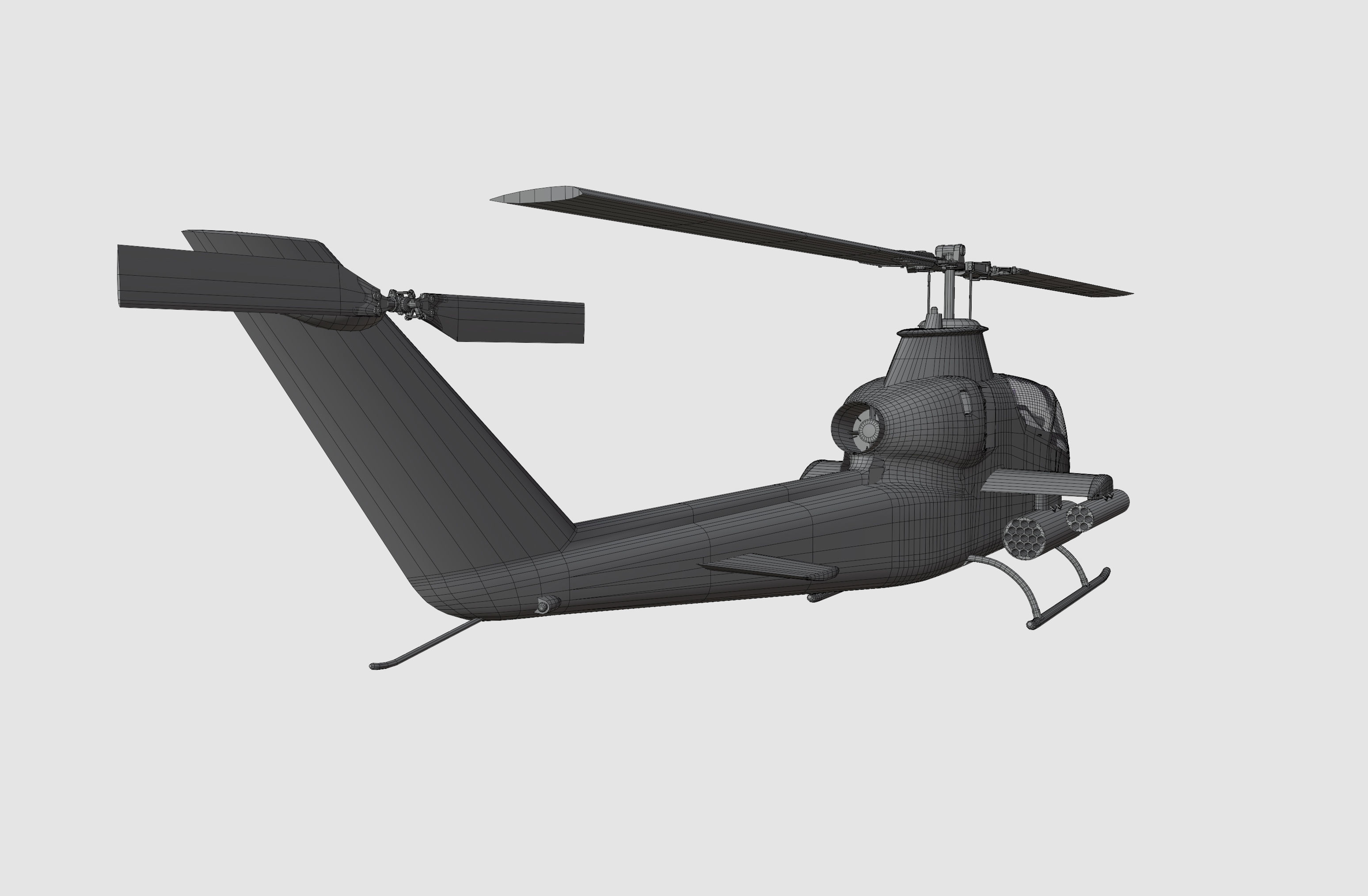 AH1G Helicopter With Cockpit Game model  Low-poly 3D model_34