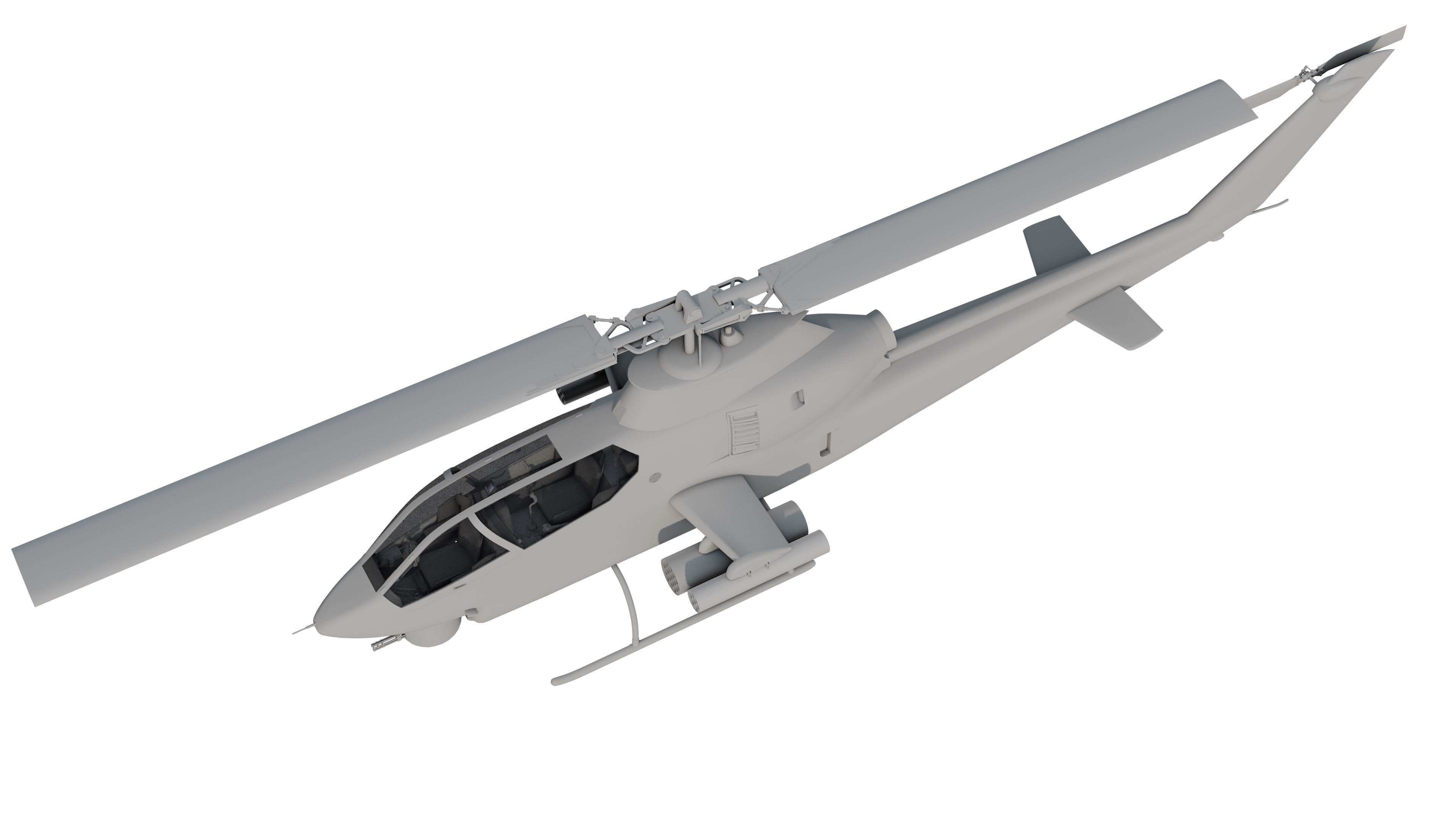 AH1G Helicopter With Cockpit Game model  Low-poly 3D model_13