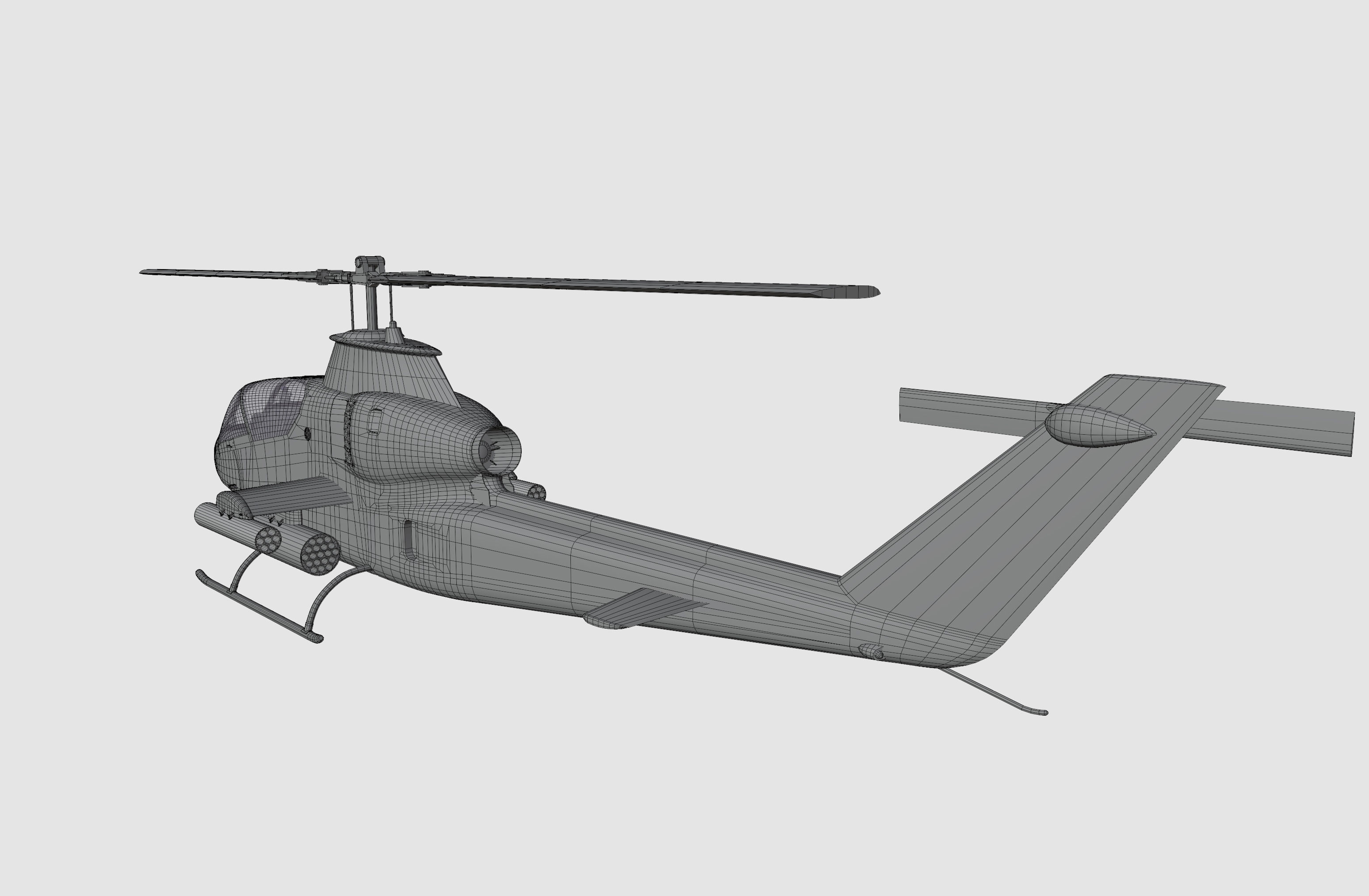 AH1G Helicopter With Cockpit Game model  Low-poly 3D model_31