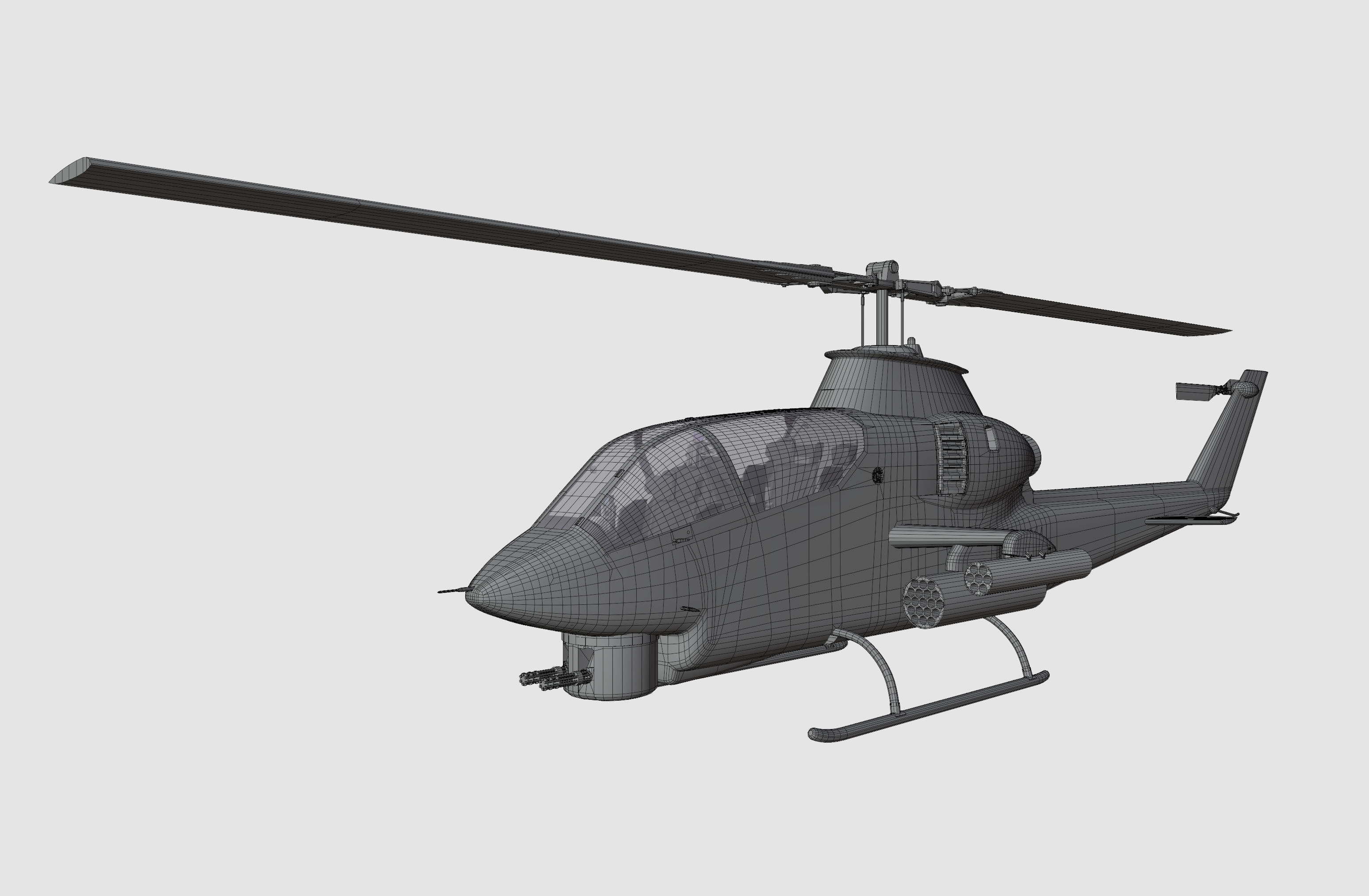 AH1G Helicopter With Cockpit Game model  Low-poly 3D model_29