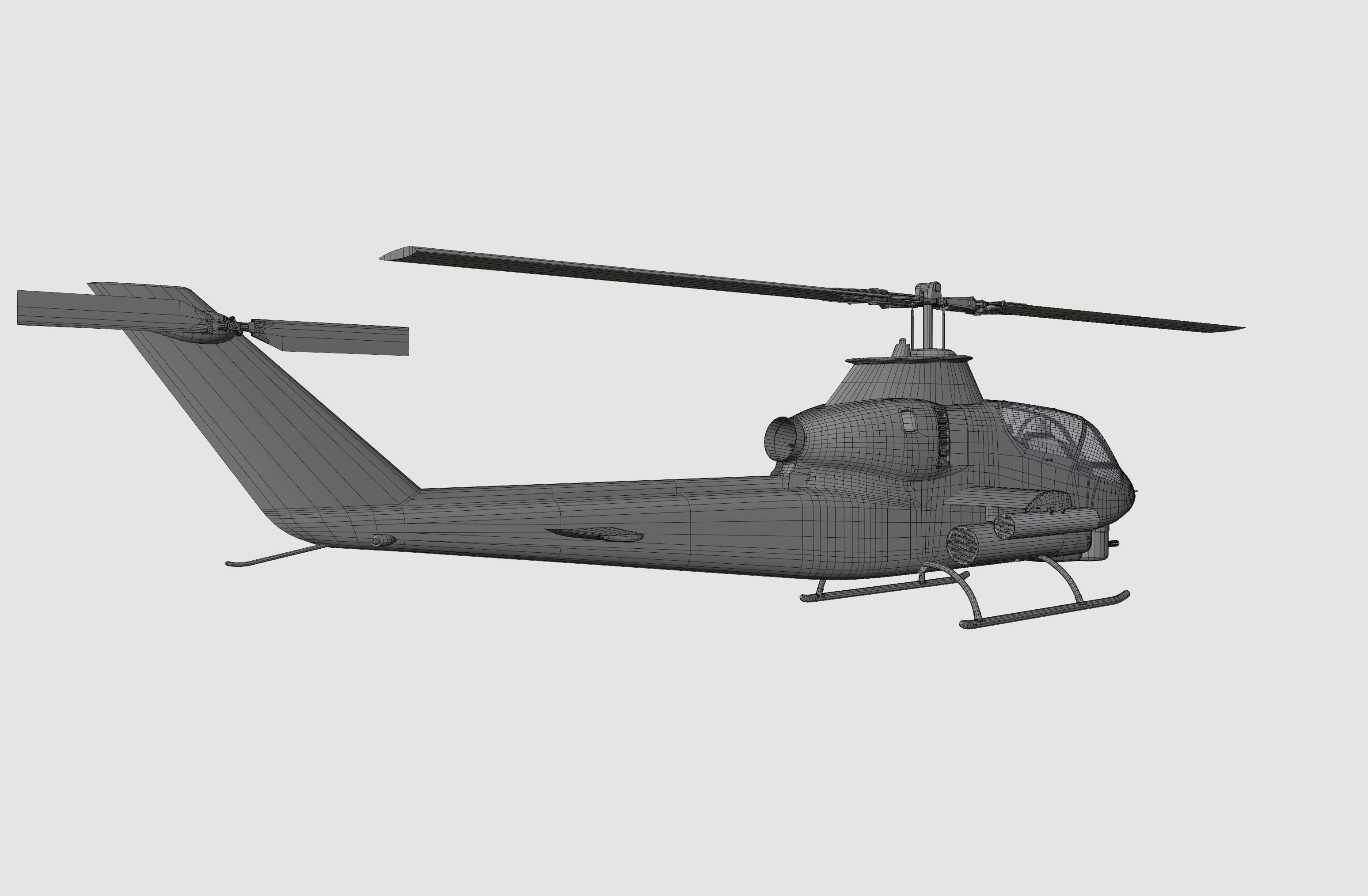 AH1G Helicopter With Cockpit Game model  Low-poly 3D model_35