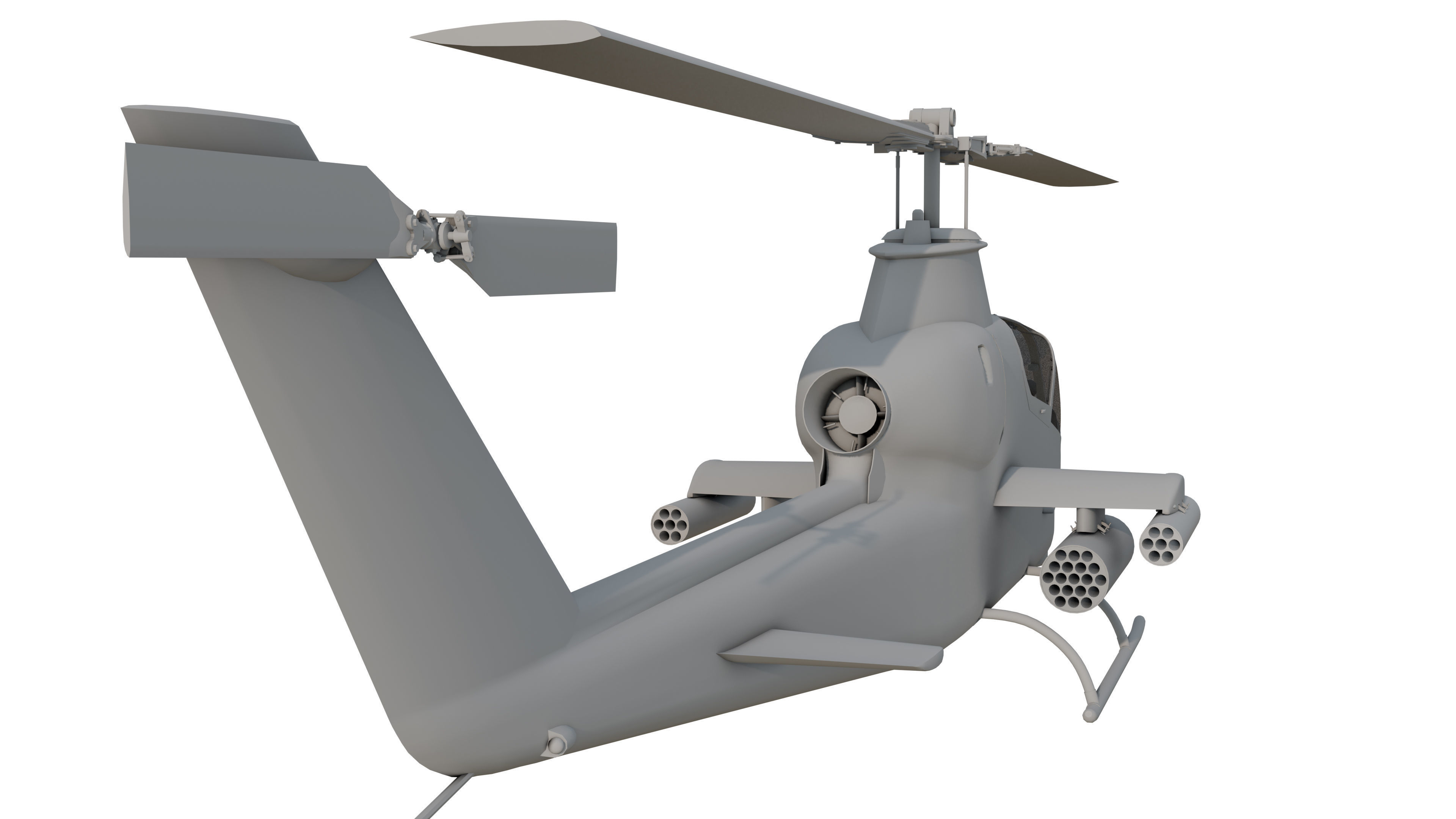 AH1G Helicopter With Cockpit Game model  Low-poly 3D model_7