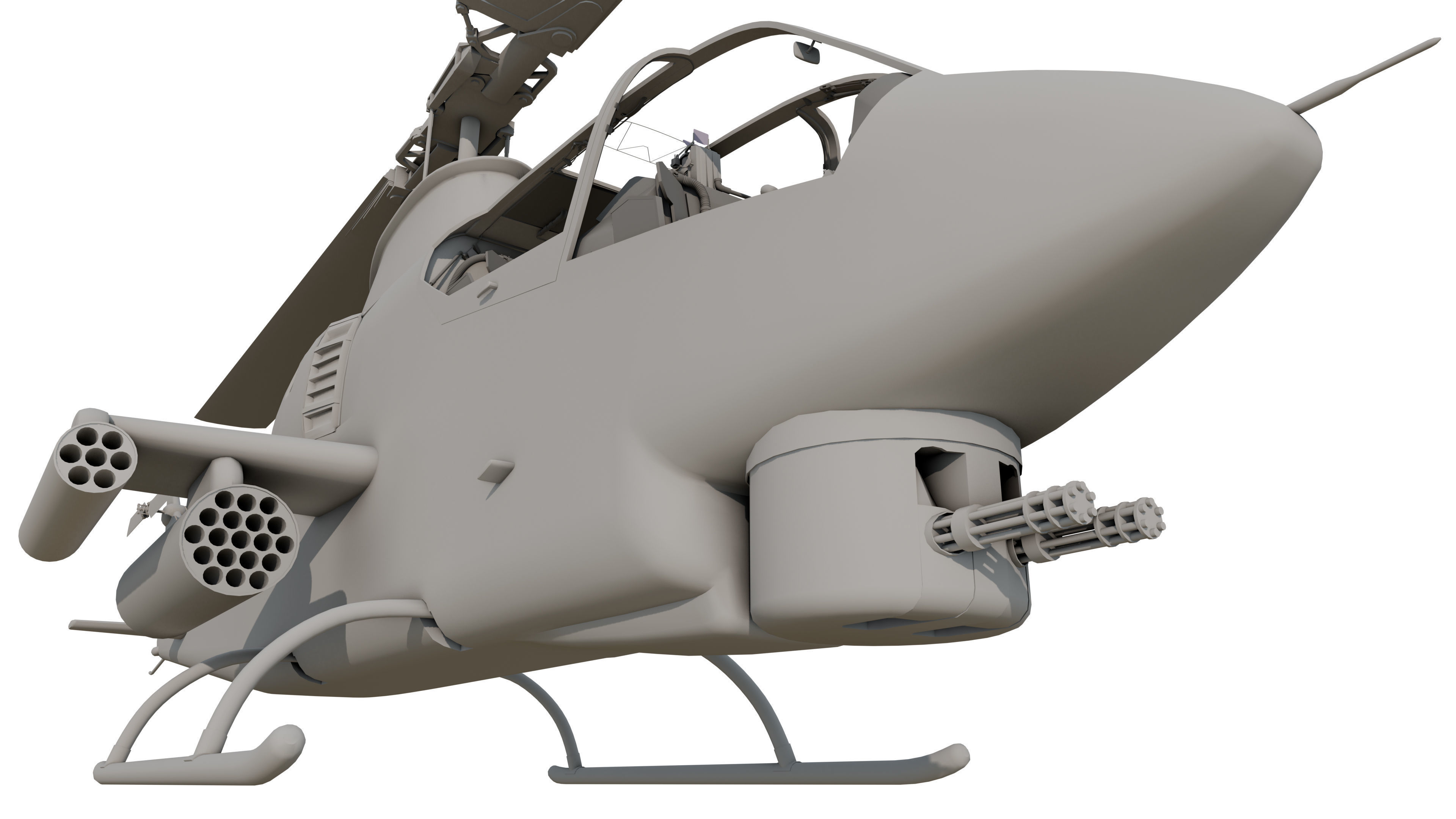 AH1G Helicopter With Cockpit Game model  Low-poly 3D model_23