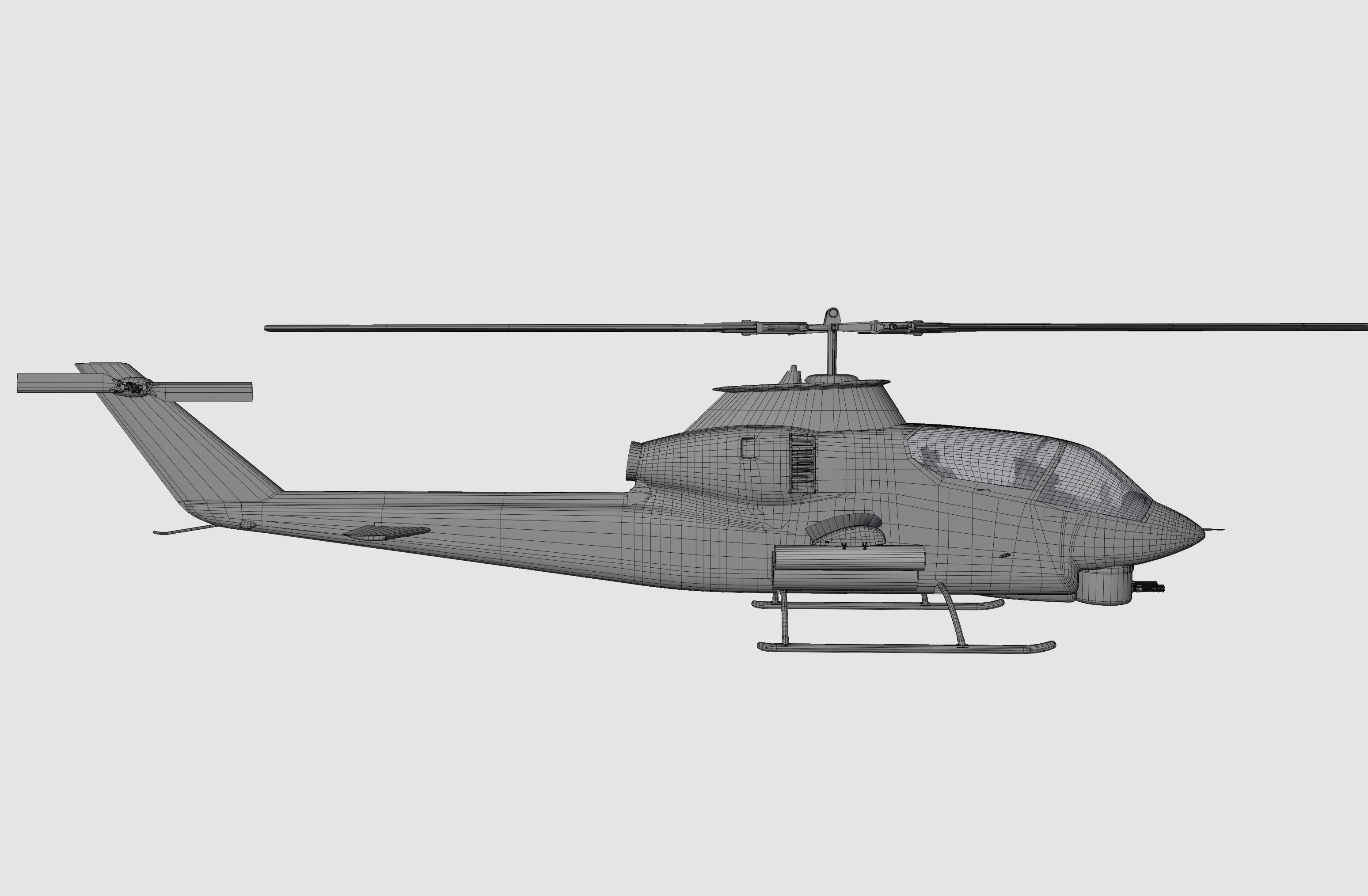 AH1G Helicopter With Cockpit Game model  Low-poly 3D model_36