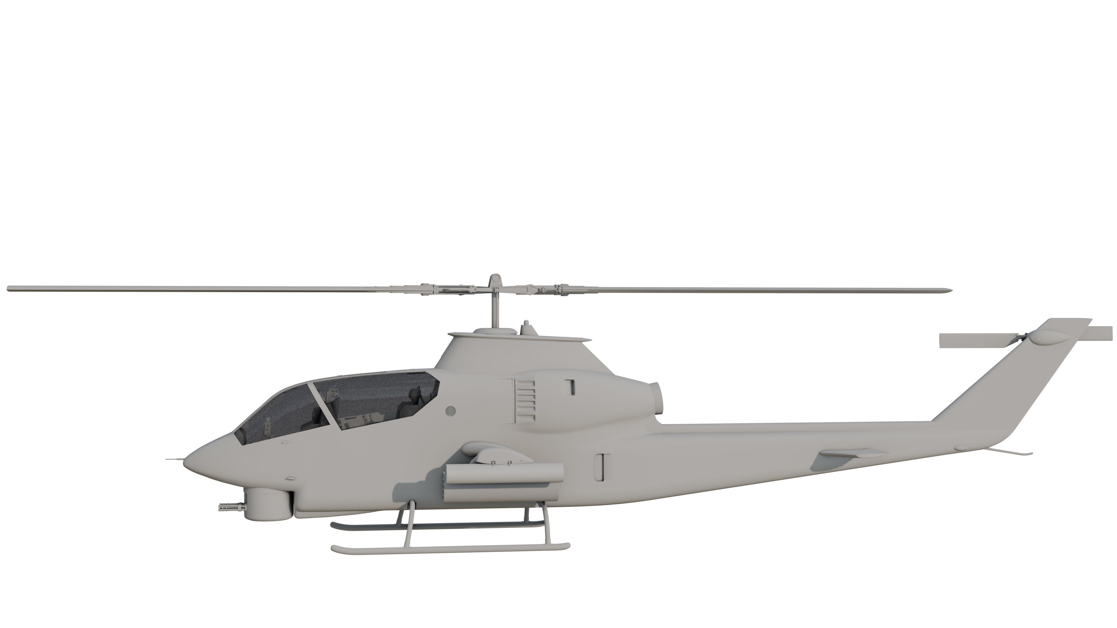 AH1G Helicopter With Cockpit Game model  Low-poly 3D model_3