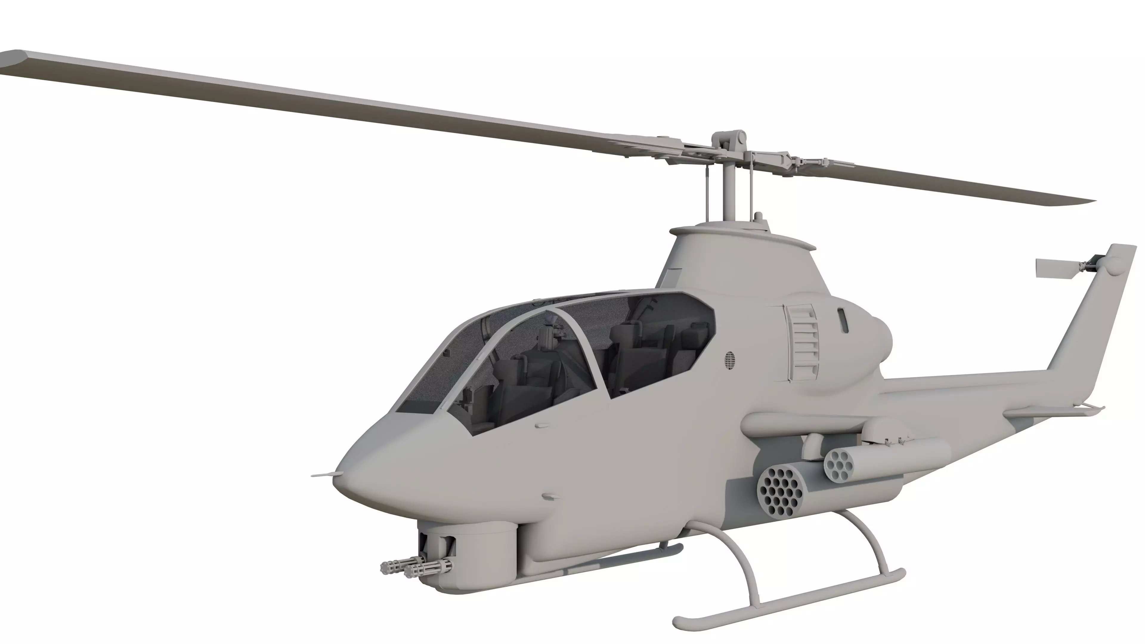 AH1G Helicopter With Cockpit Game model  Low-poly 3D model_0