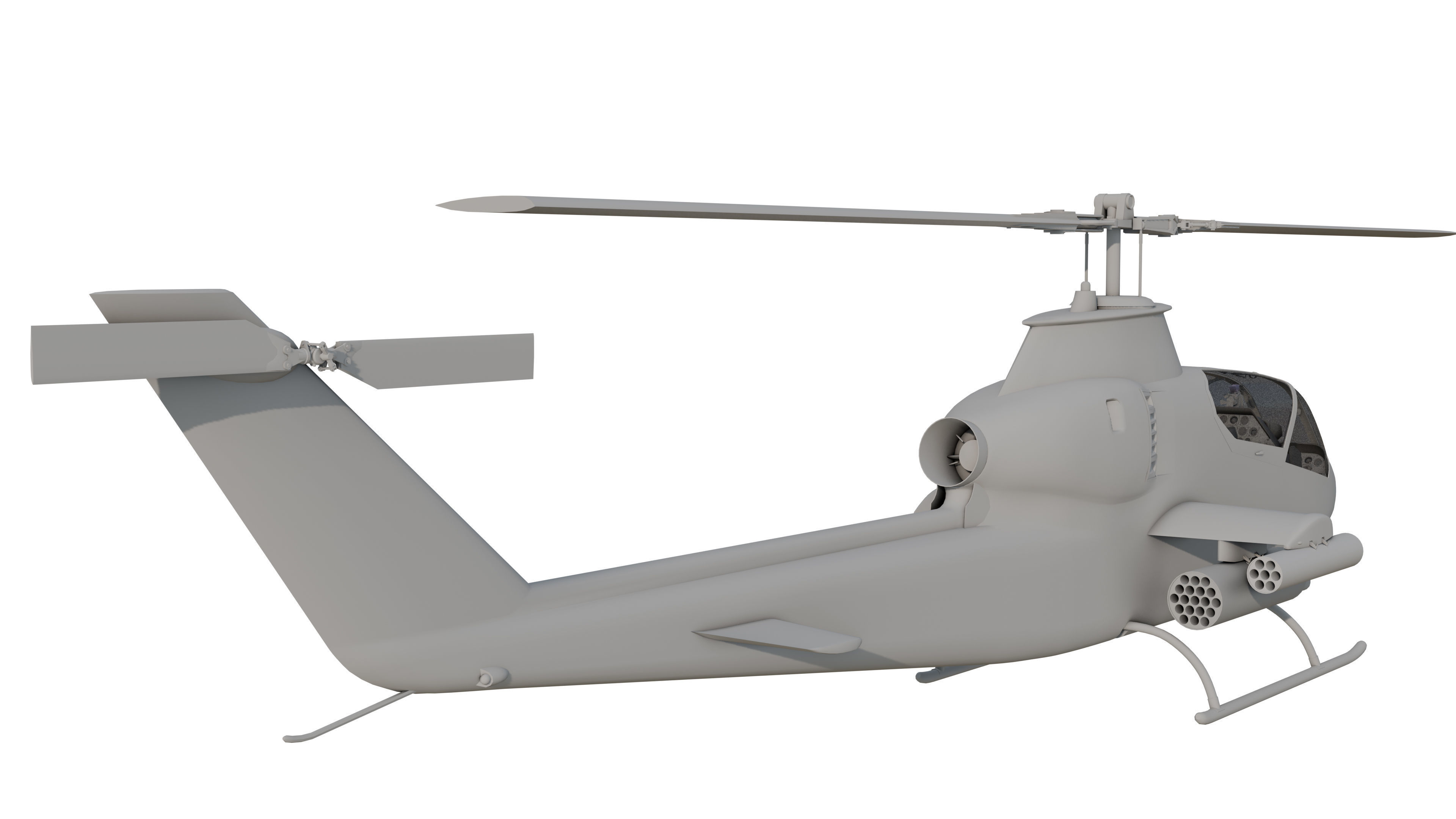 AH1G Helicopter With Cockpit Game model  Low-poly 3D model_8
