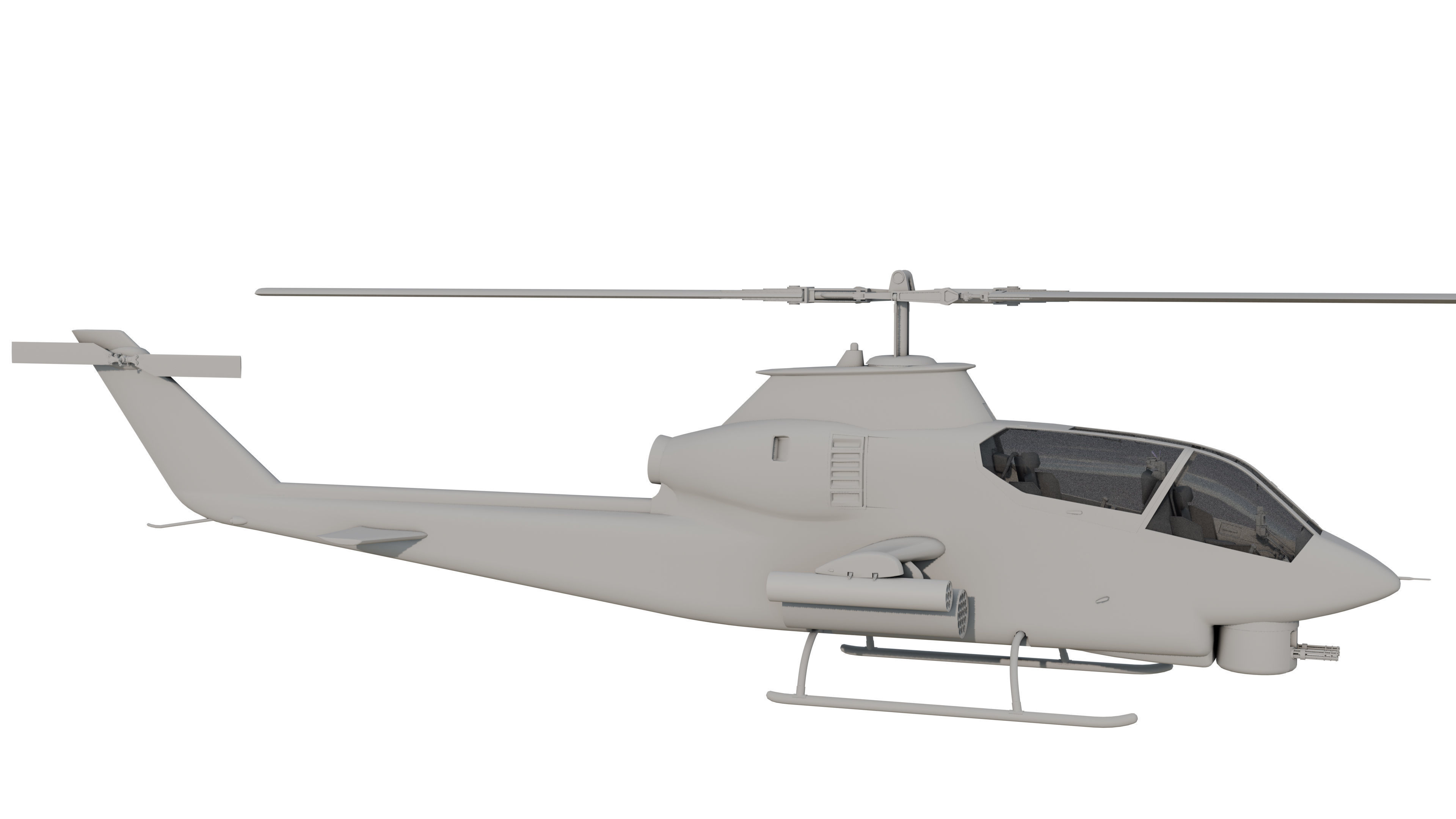 AH1G Helicopter With Cockpit Game model  Low-poly 3D model_11