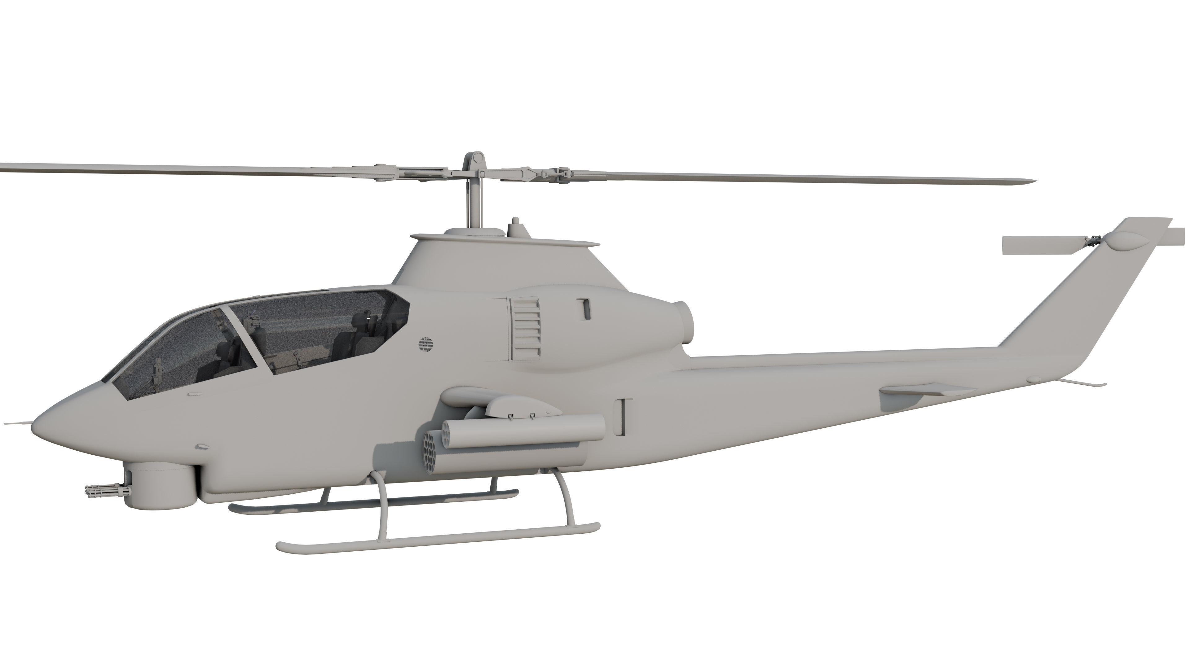 AH1G Helicopter With Cockpit Game model  Low-poly 3D model_2