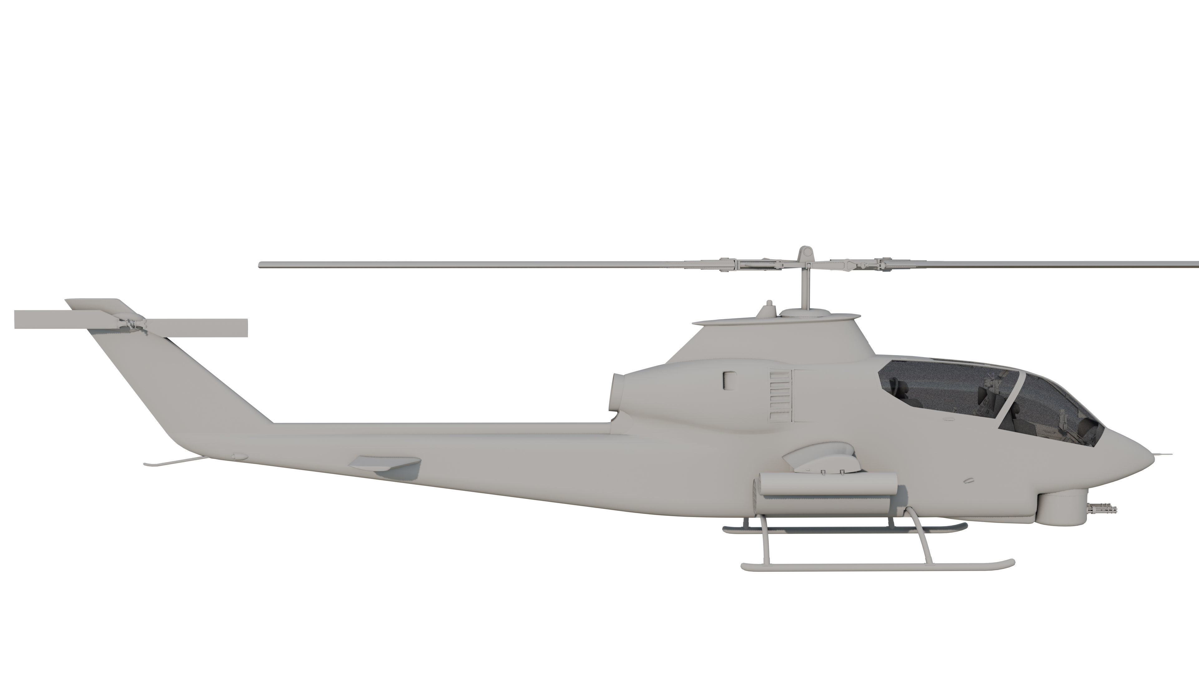 AH1G Helicopter With Cockpit Game model  Low-poly 3D model_10
