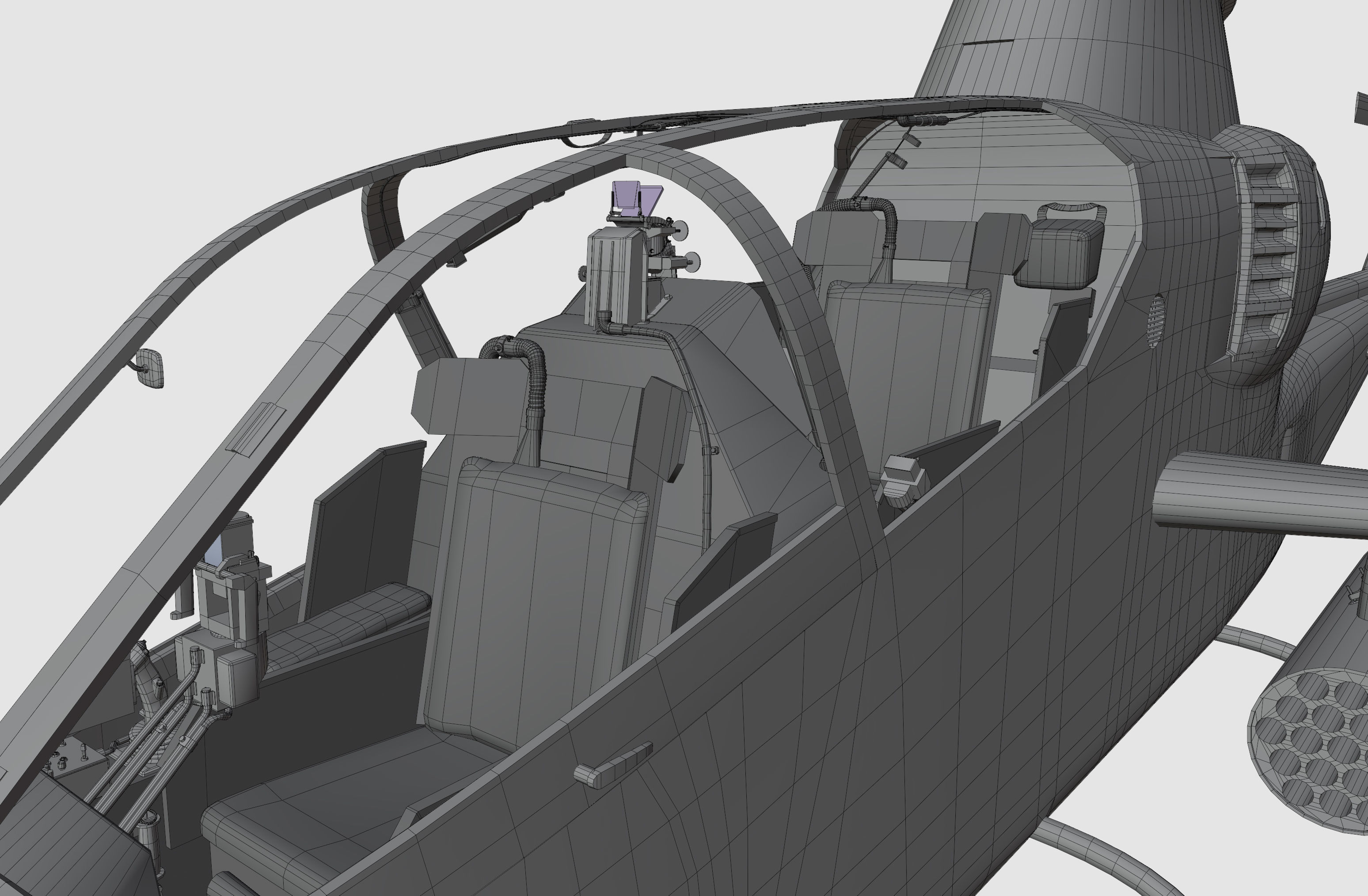 AH1G Helicopter With Cockpit Game model  Low-poly 3D model_43