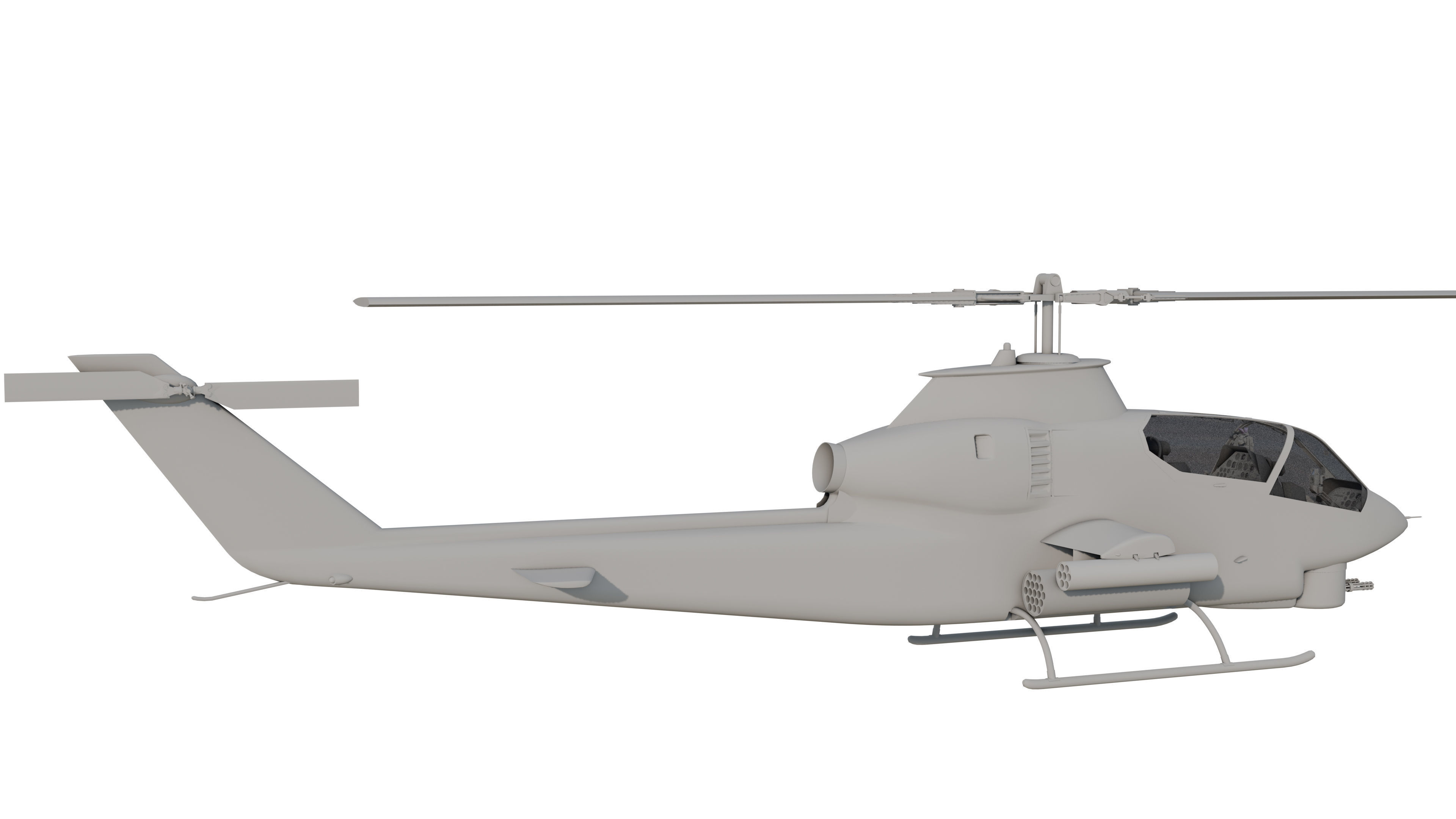 AH1G Helicopter With Cockpit Game model  Low-poly 3D model_9