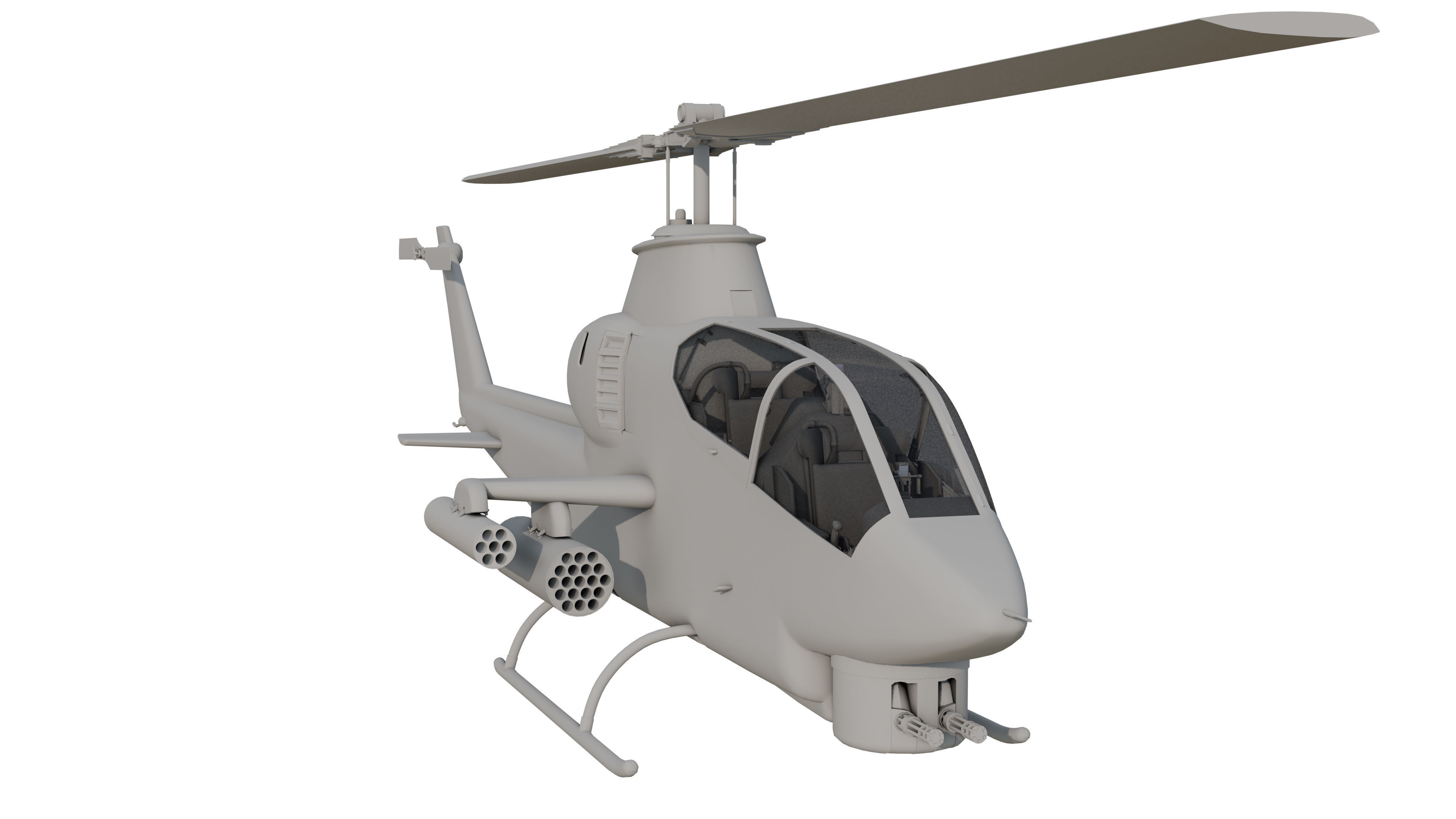 AH1G Helicopter With Cockpit Game model  Low-poly 3D model_12