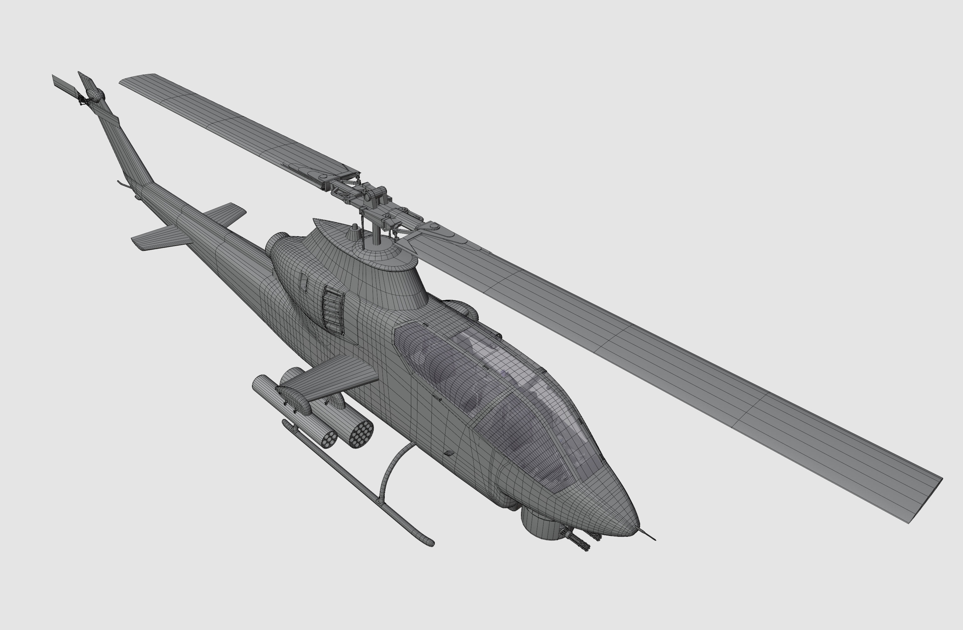 AH1G Helicopter With Cockpit Game model  Low-poly 3D model_38