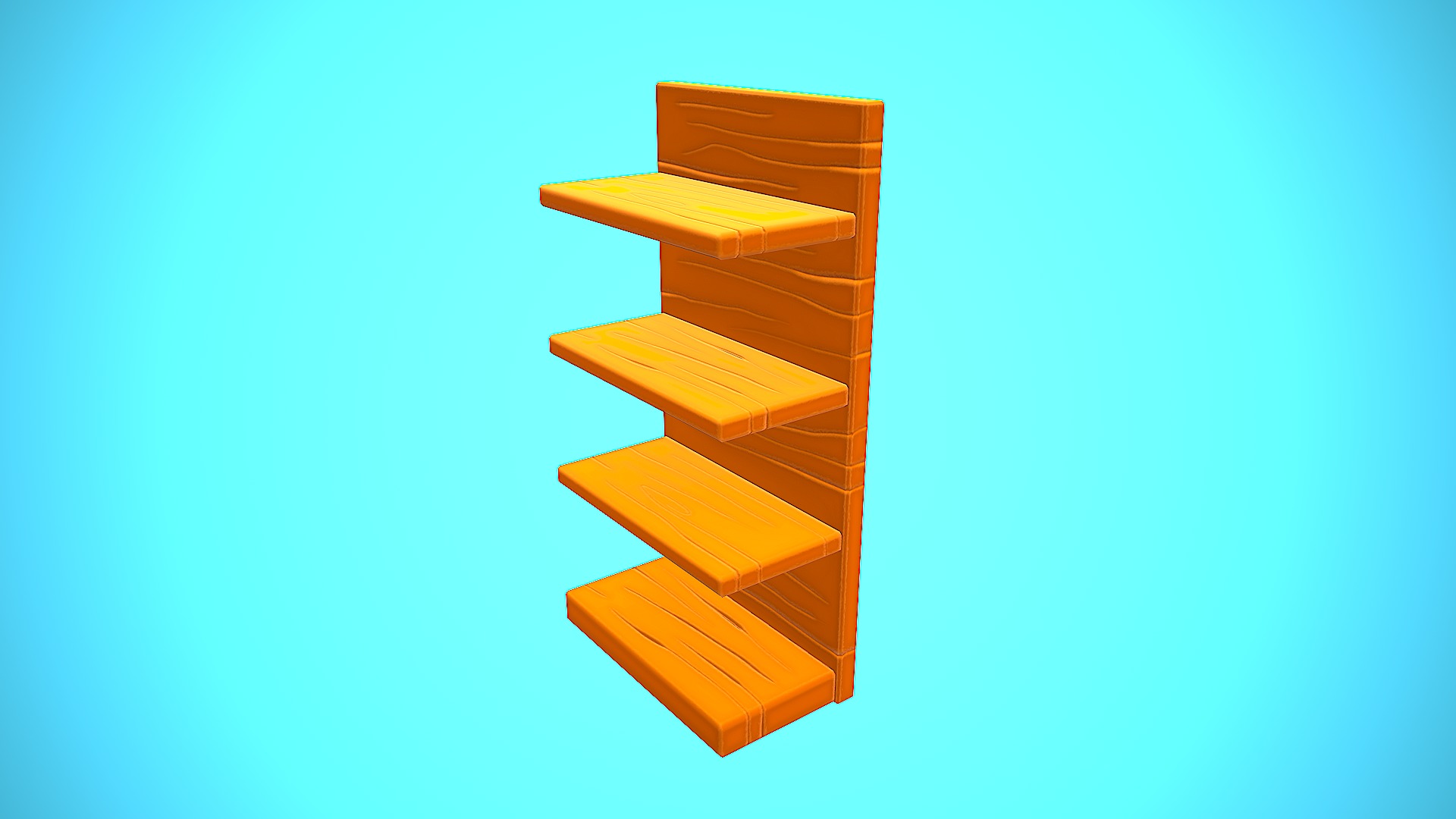 HALF SHOP SHELF WOOD CARTOON STYLIZED Low-poly 3D model_13