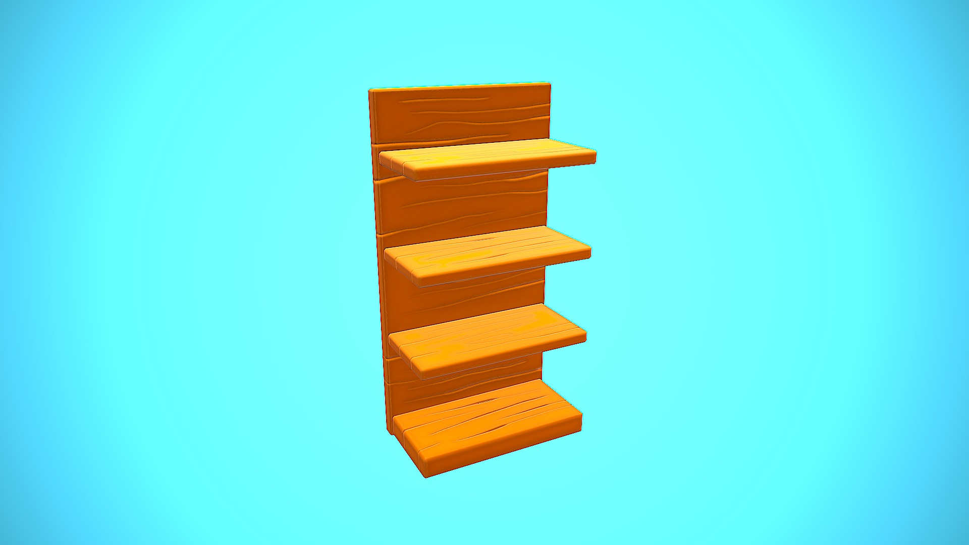 HALF SHOP SHELF WOOD CARTOON STYLIZED Low-poly 3D model_8