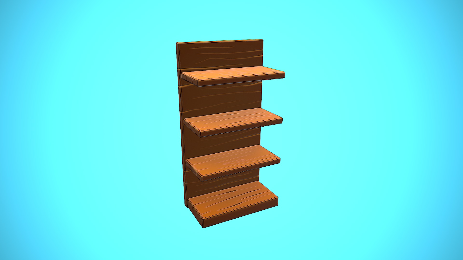 HALF SHOP SHELF WOOD CARTOON STYLIZED Low-poly 3D model_11