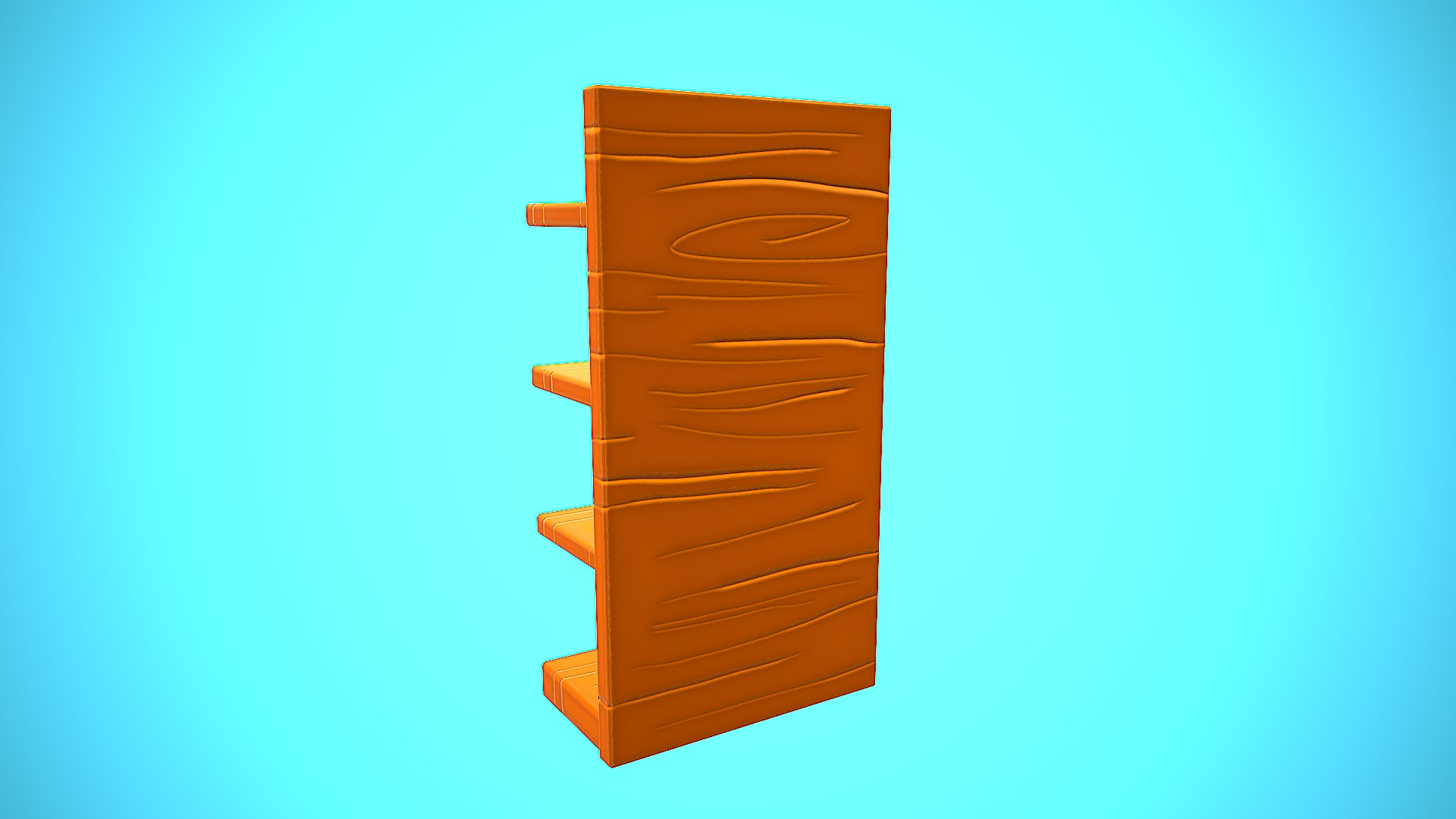 HALF SHOP SHELF WOOD CARTOON STYLIZED Low-poly 3D model_15
