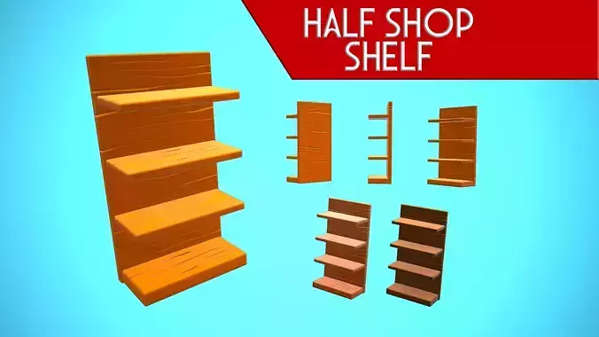 HALF SHOP SHELF WOOD CARTOON STYLIZED