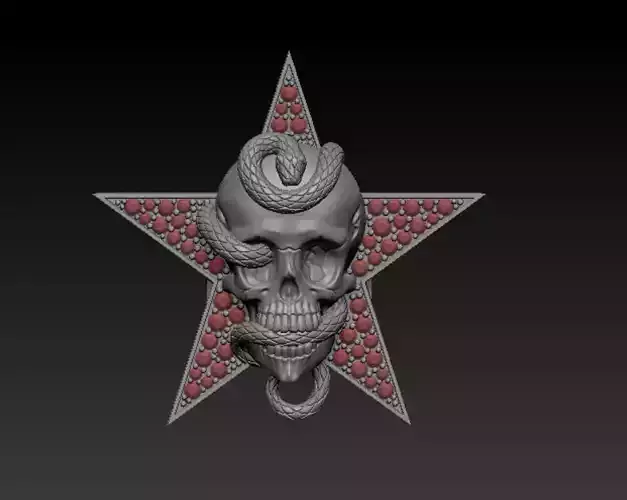 Skull with snake pendant design 3D print model