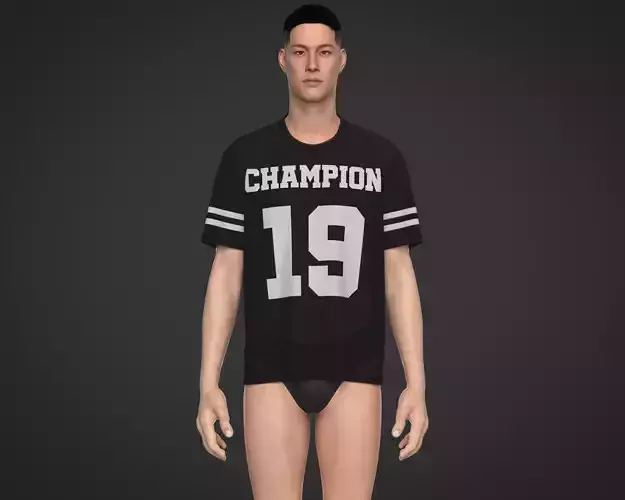 Mens mesh t-shirt with lettering graphic design 3D model