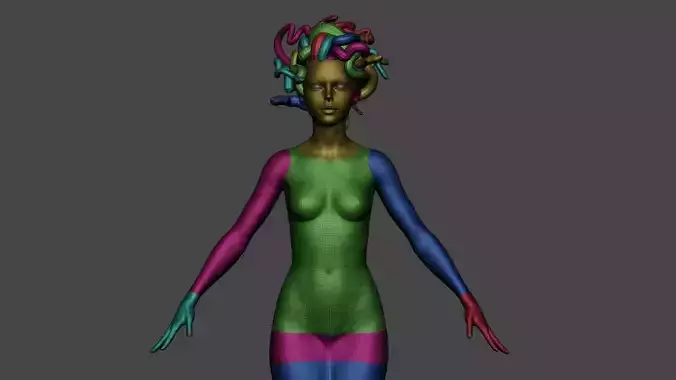 Medusa Female High Mid and Lowpoly Basemesh