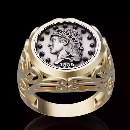 Half eagle American silver gild jewelry printable 3d model