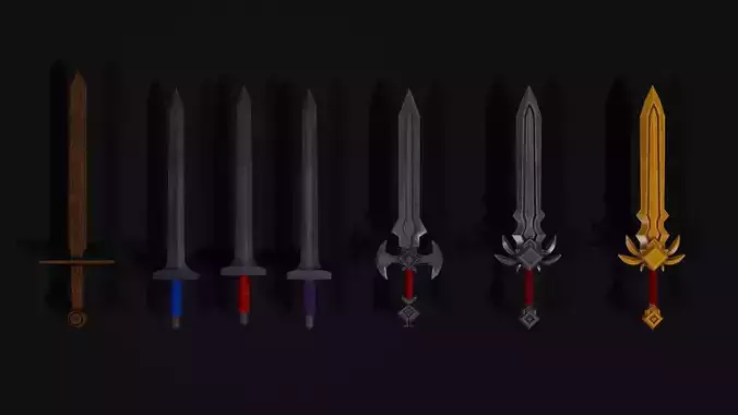  Low Poly Fantasy Sword Set