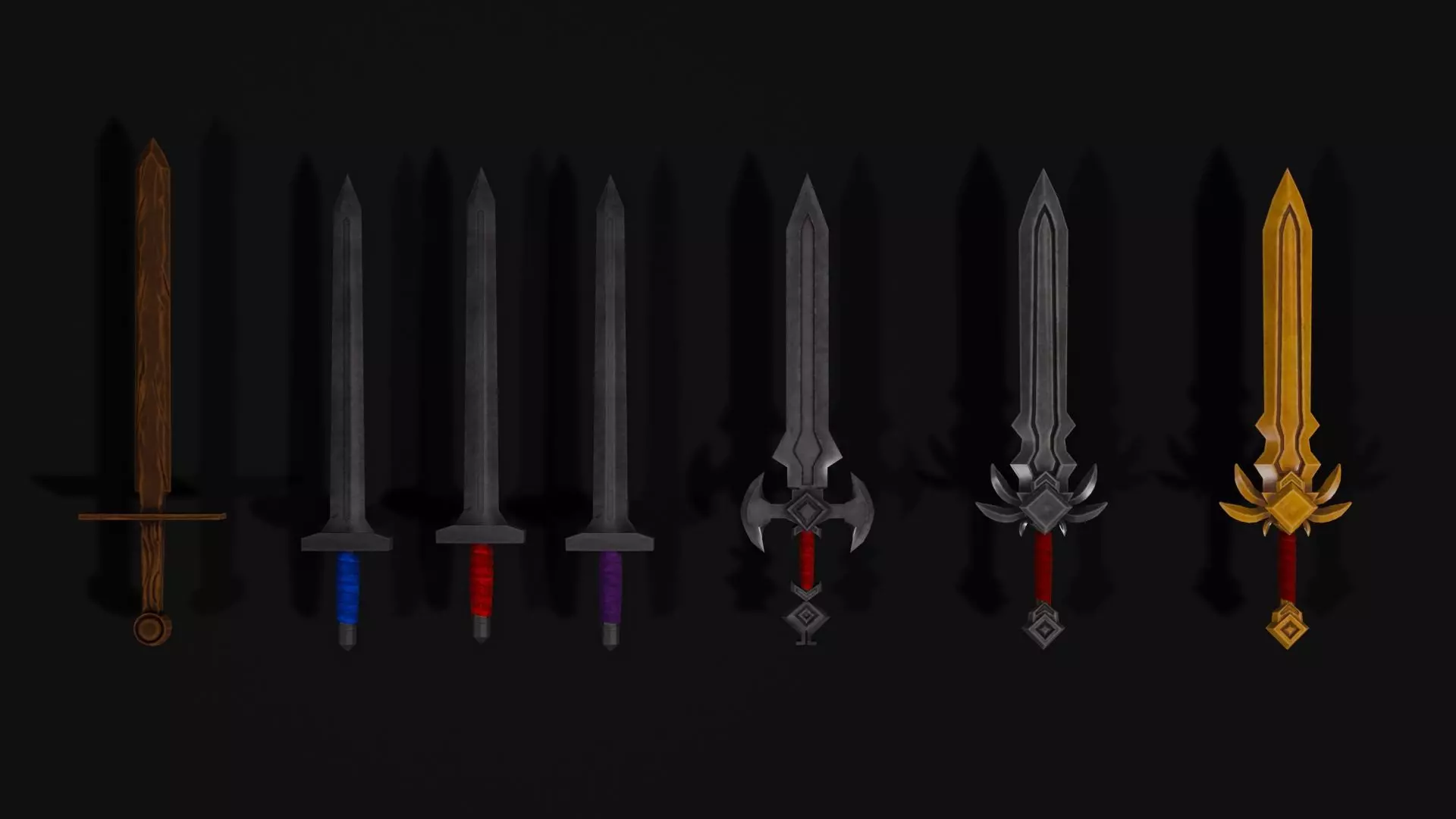 Low Poly Fantasy Sword Set Low-poly 3D model_0