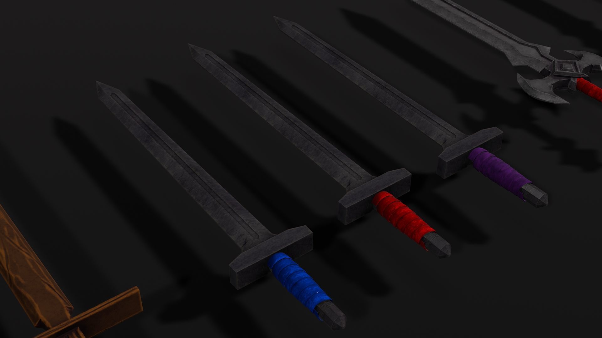 Low Poly Fantasy Sword Set Low-poly 3D model_1
