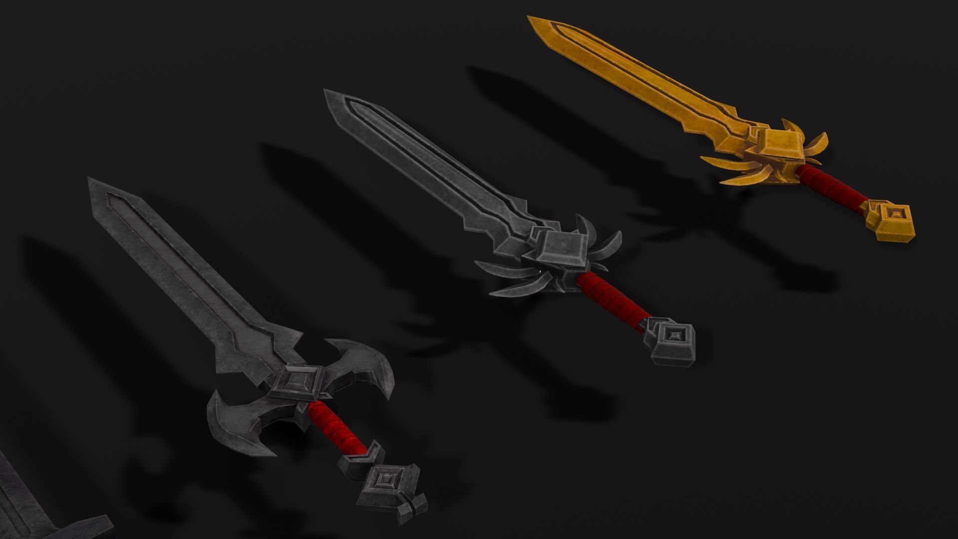 Low Poly Fantasy Sword Set Low-poly 3D model_2