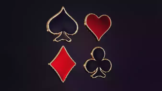 A Set of 3D Card Suit Symbols